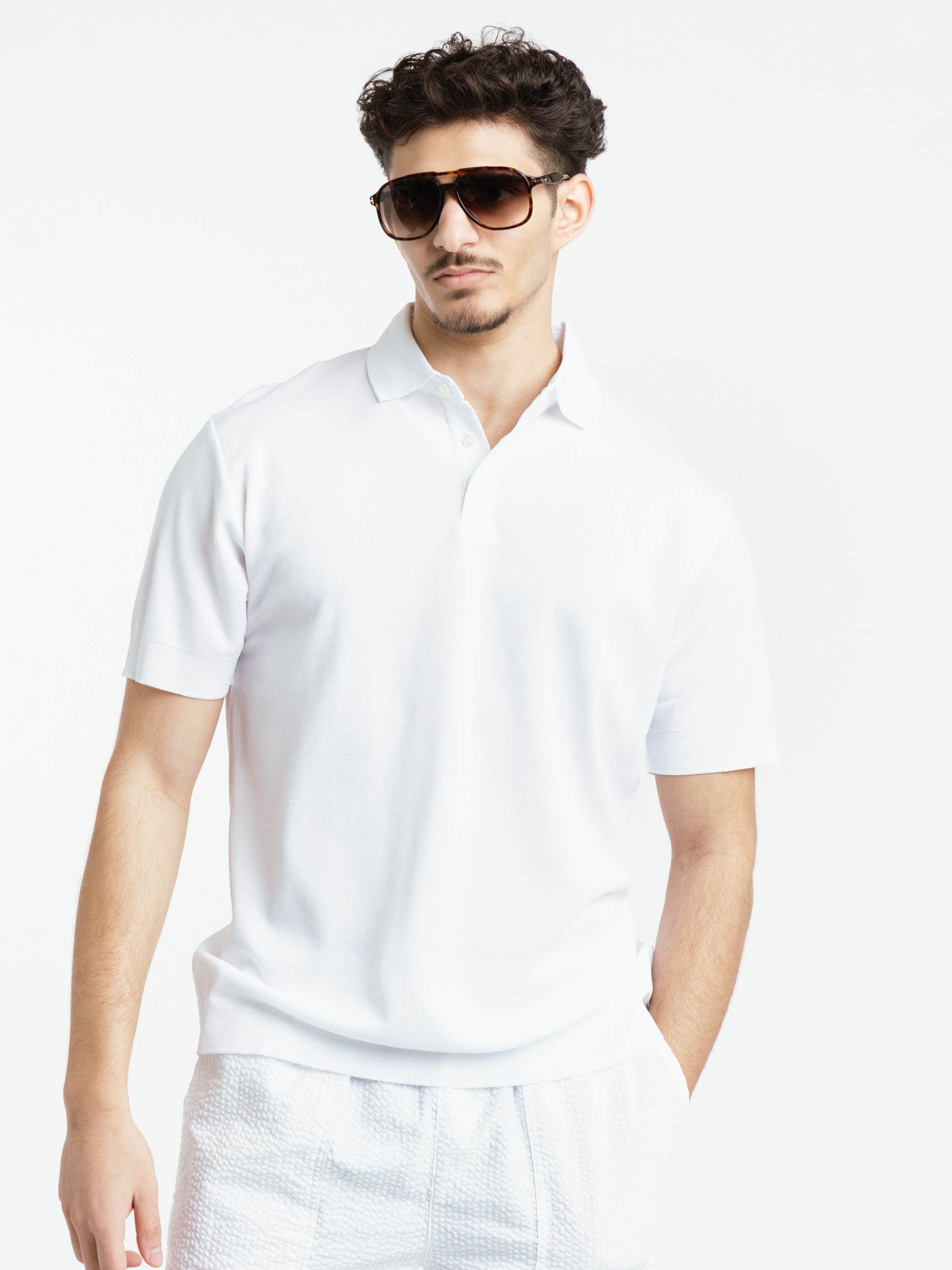 White Cotton Polo Shirt