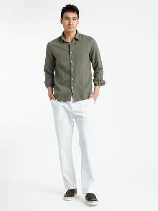 04651 / A trip in a bag White Linen Beach Trouser