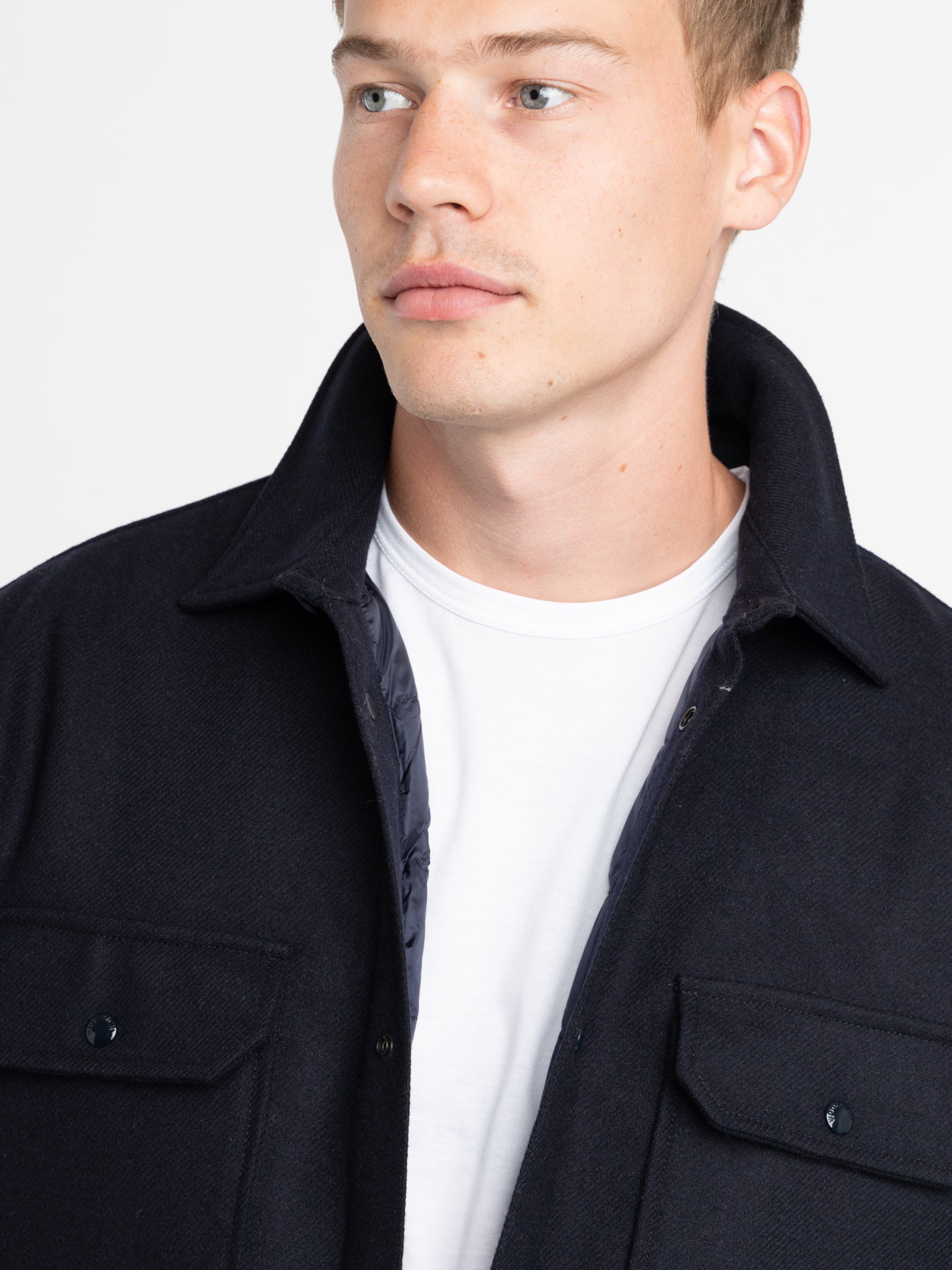 Navy Alaskan Wool Overshirt – The Helm Clothing