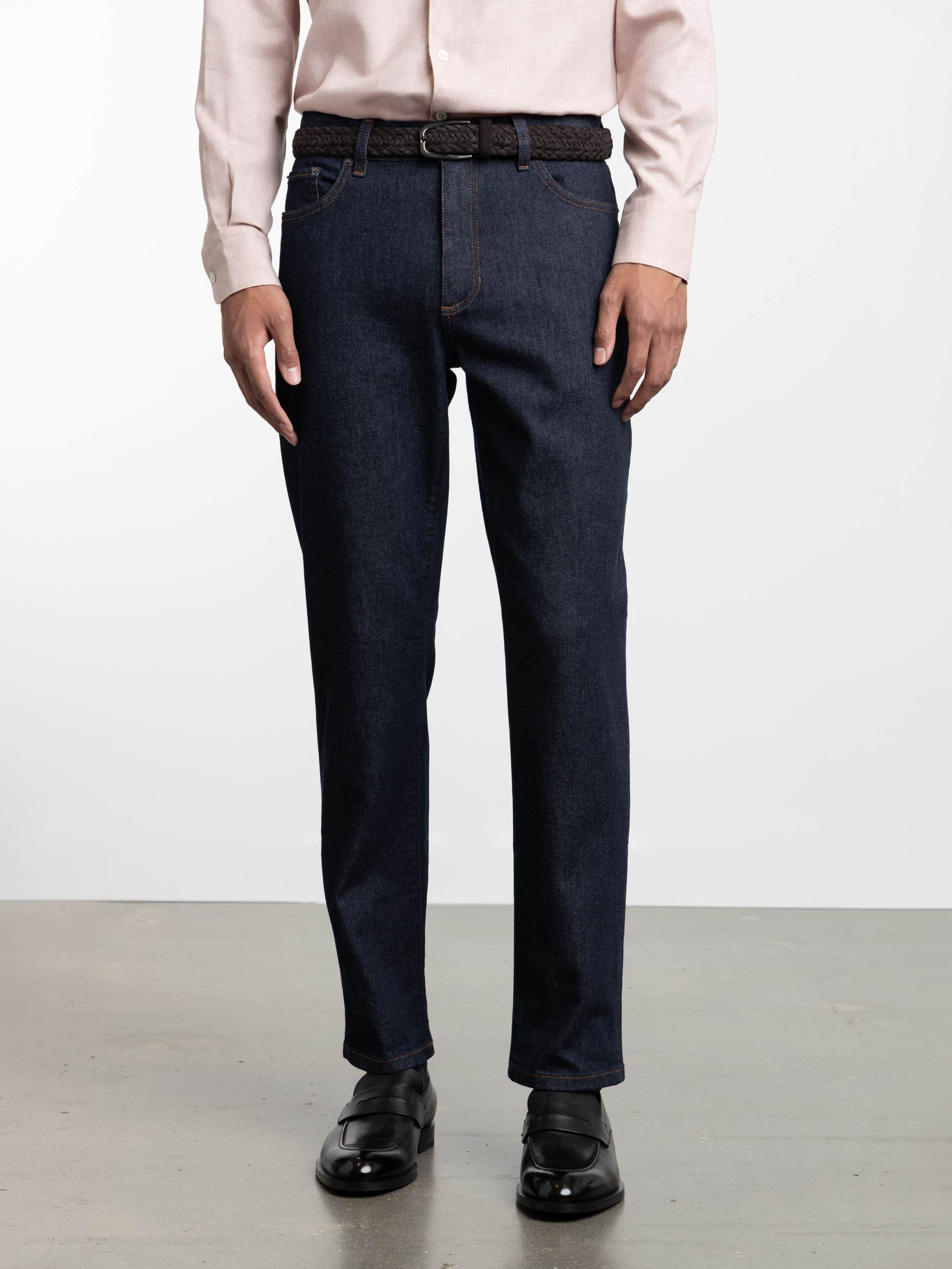 Dark Blue Rinsed Cotton Roccia Jeans