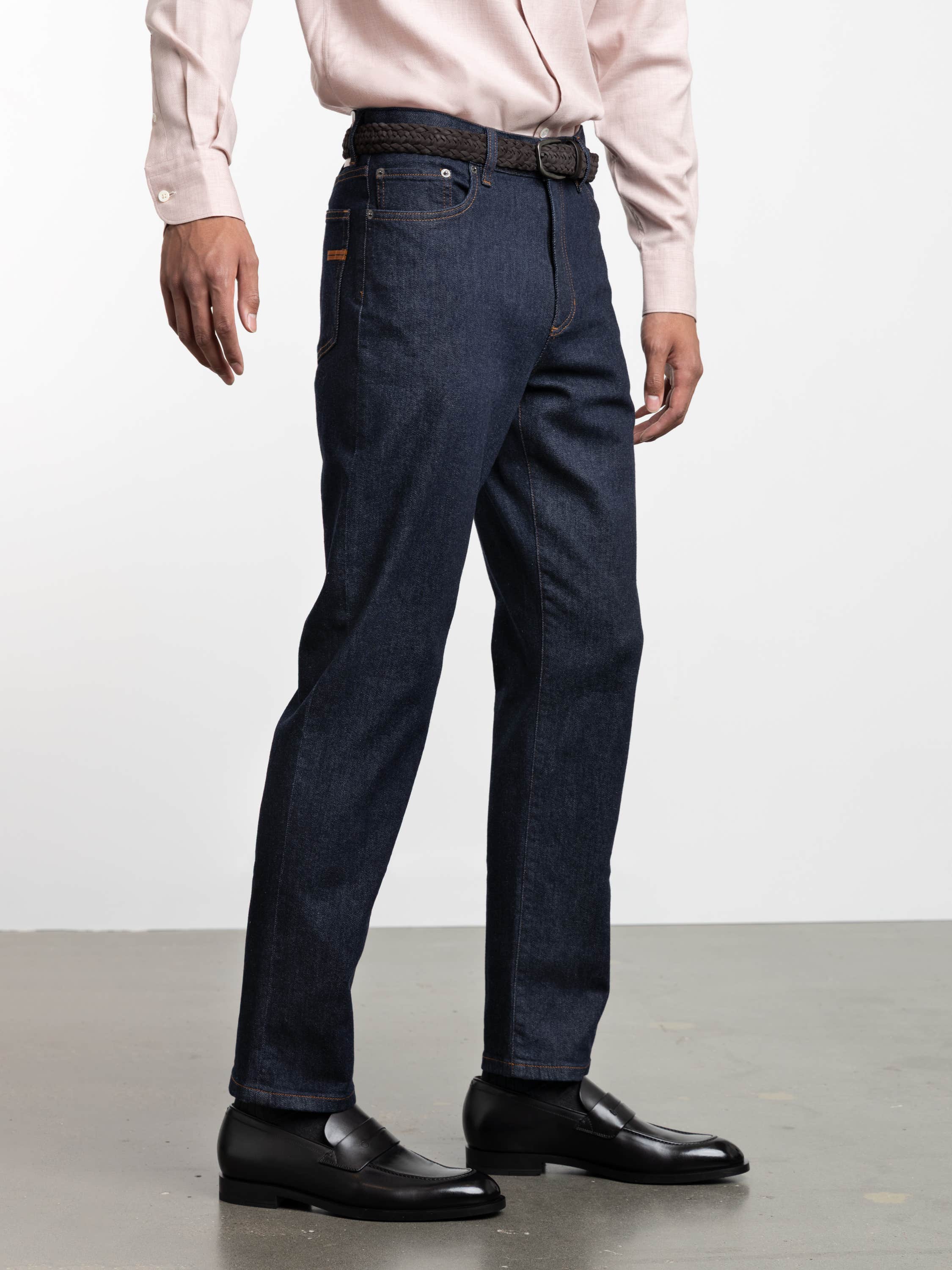 Dark Blue Rinsed Cotton Roccia Jeans