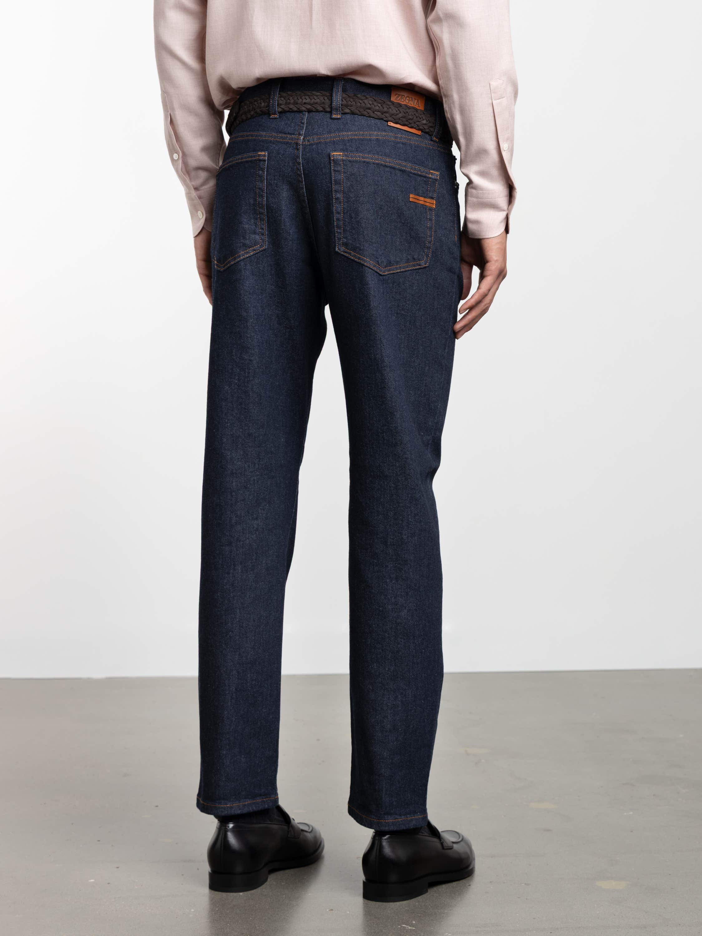 Dark Blue Rinsed Cotton Roccia Jeans