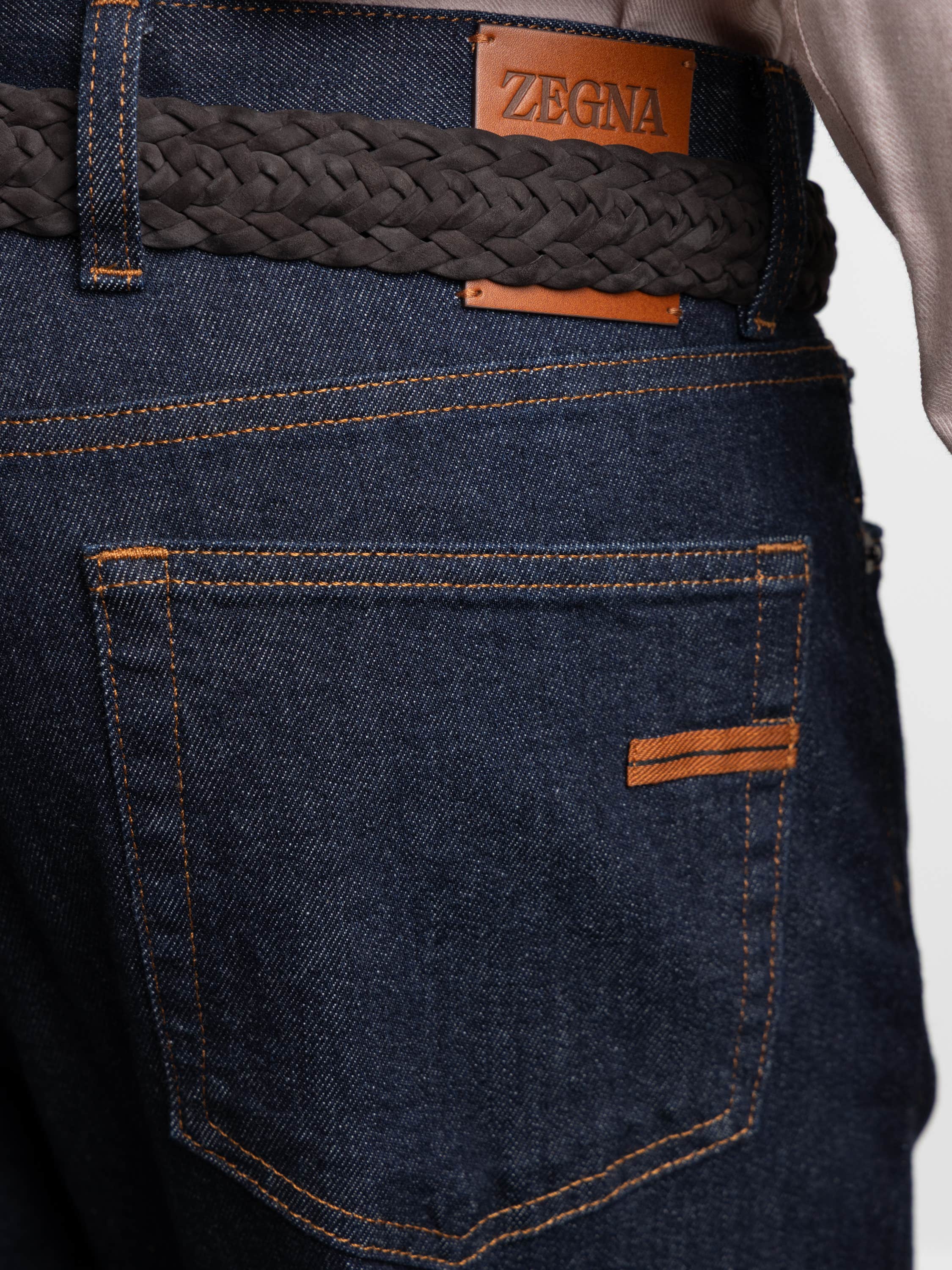 Dark Blue Rinsed Cotton Roccia Jeans