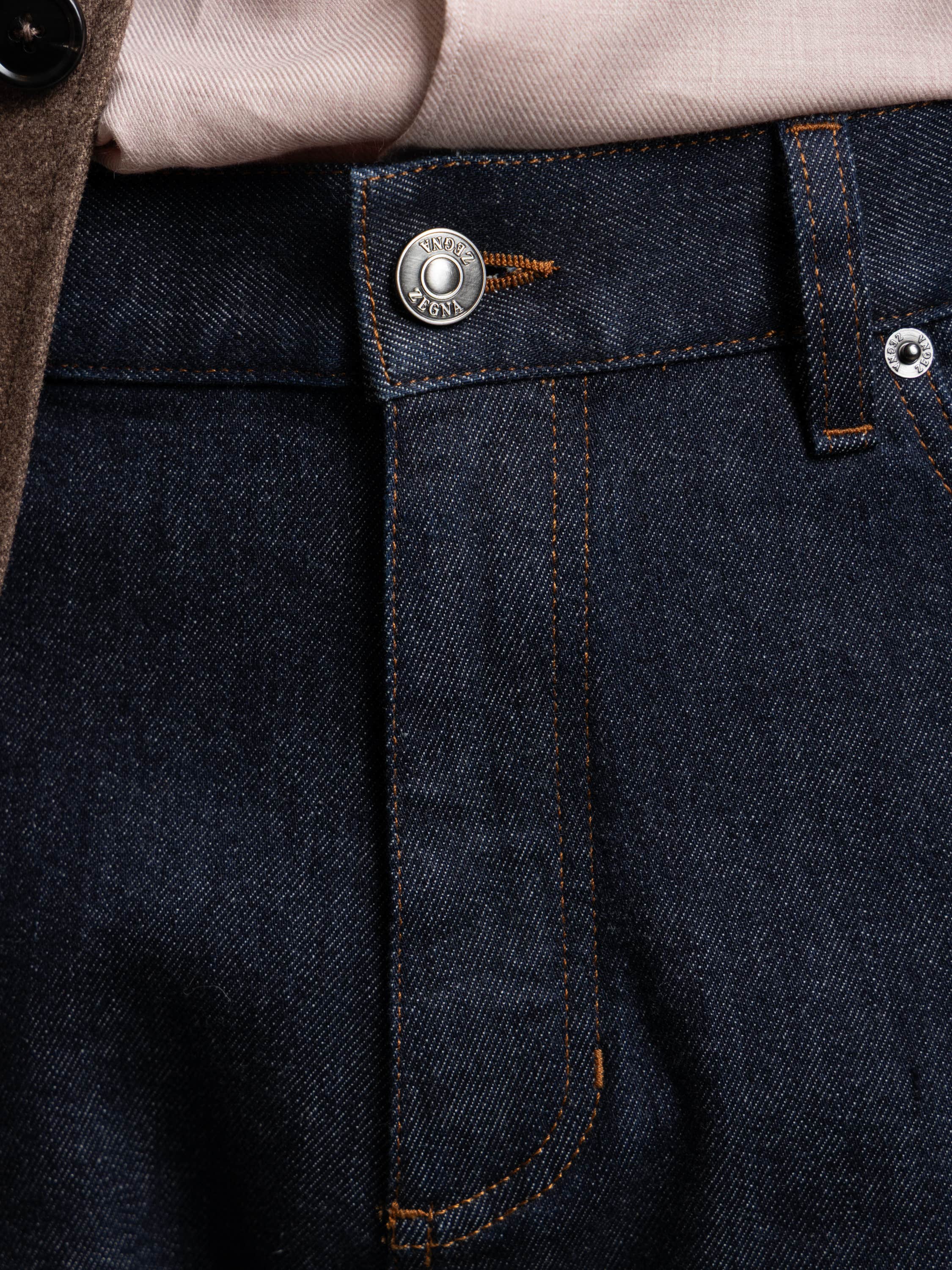 Dark Blue Rinsed Cotton Roccia Jeans