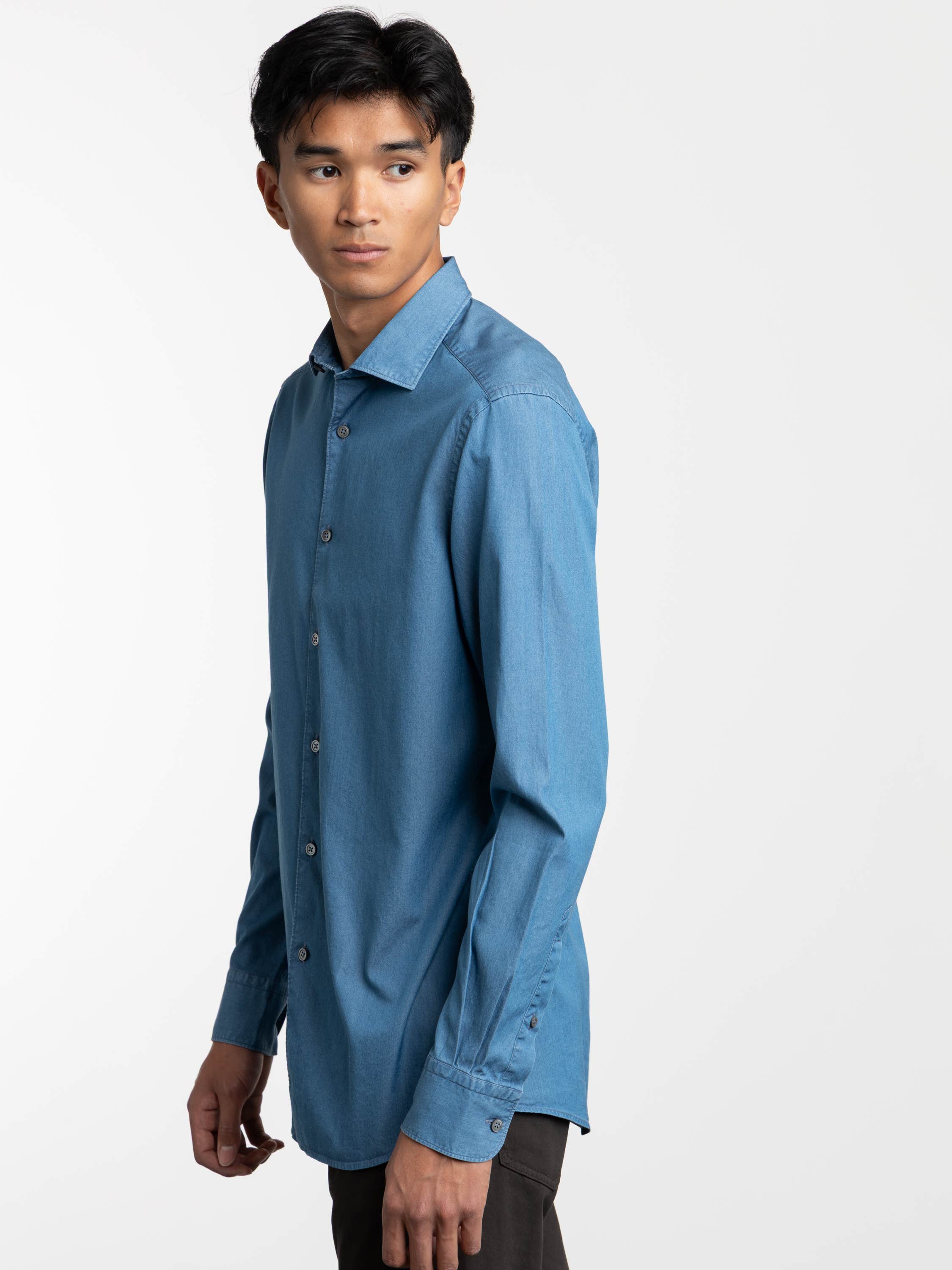 Blue Cotton Sport Shirt