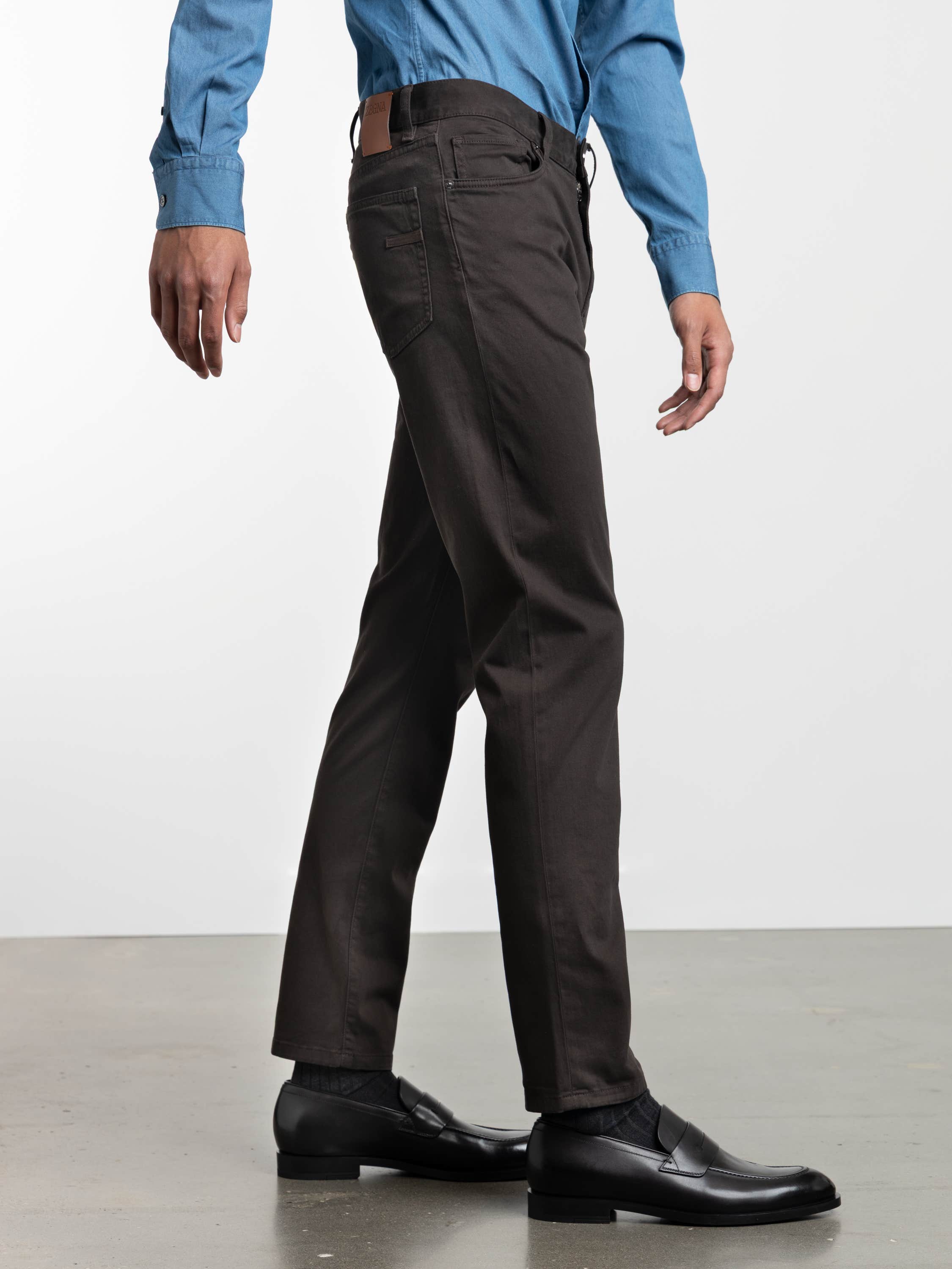 Dark Brown Cotton Roccia Jean