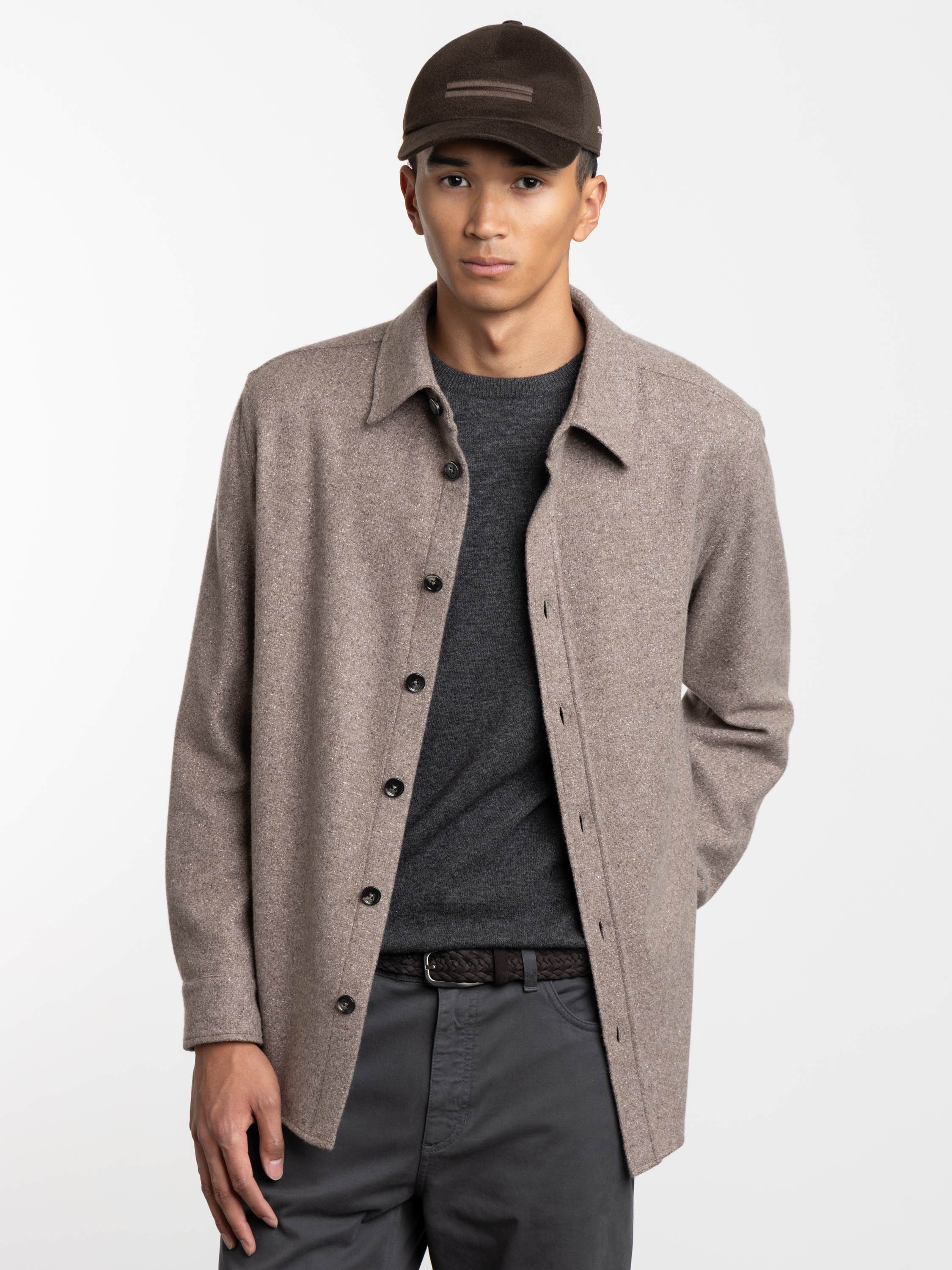 Brown Cashmere and Silk Overshirt