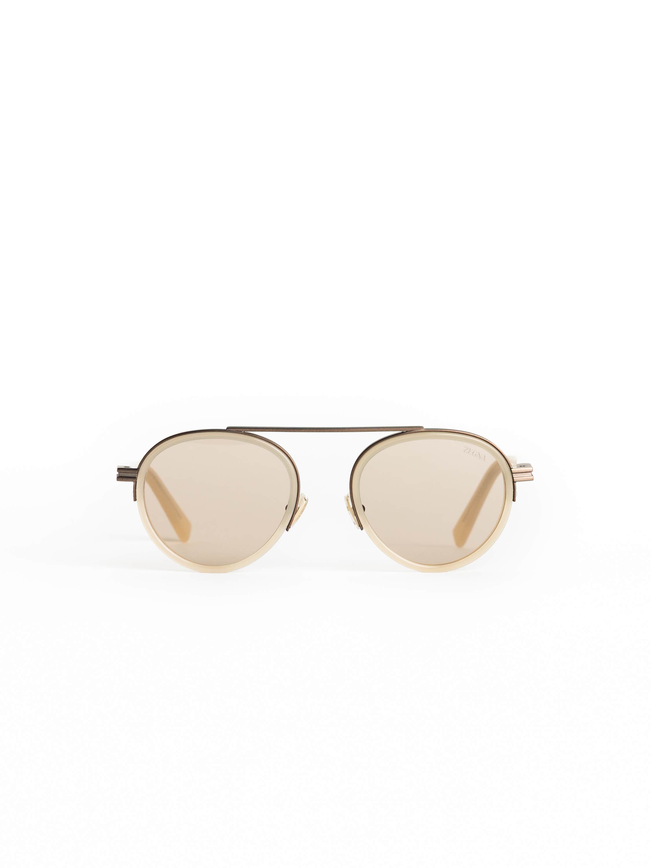 Beige Orizzonte II Acetate and Metal Sunglasses