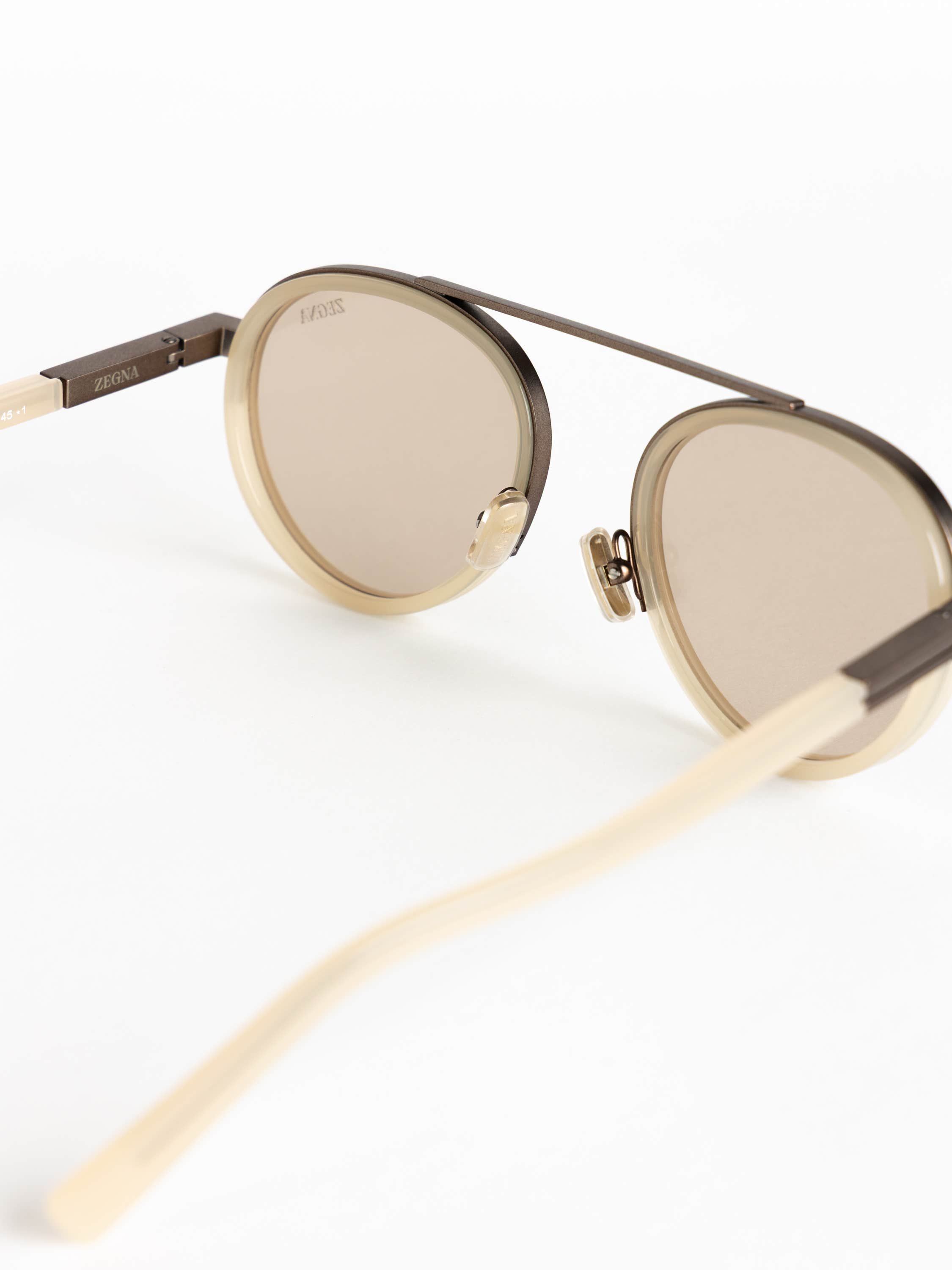 Beige Orizzonte II Acetate and Metal Sunglasses