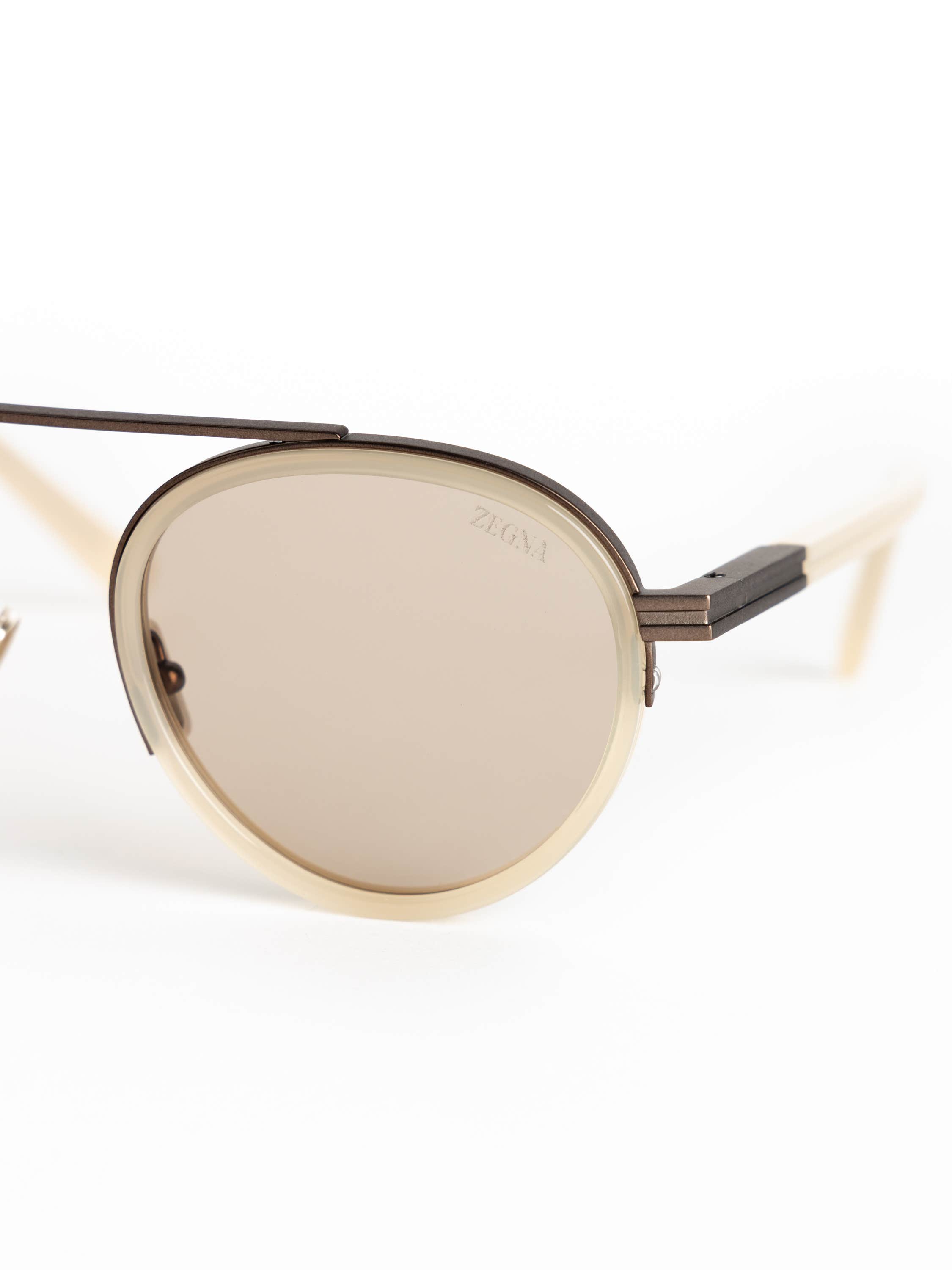 Beige Orizzonte II Acetate and Metal Sunglasses