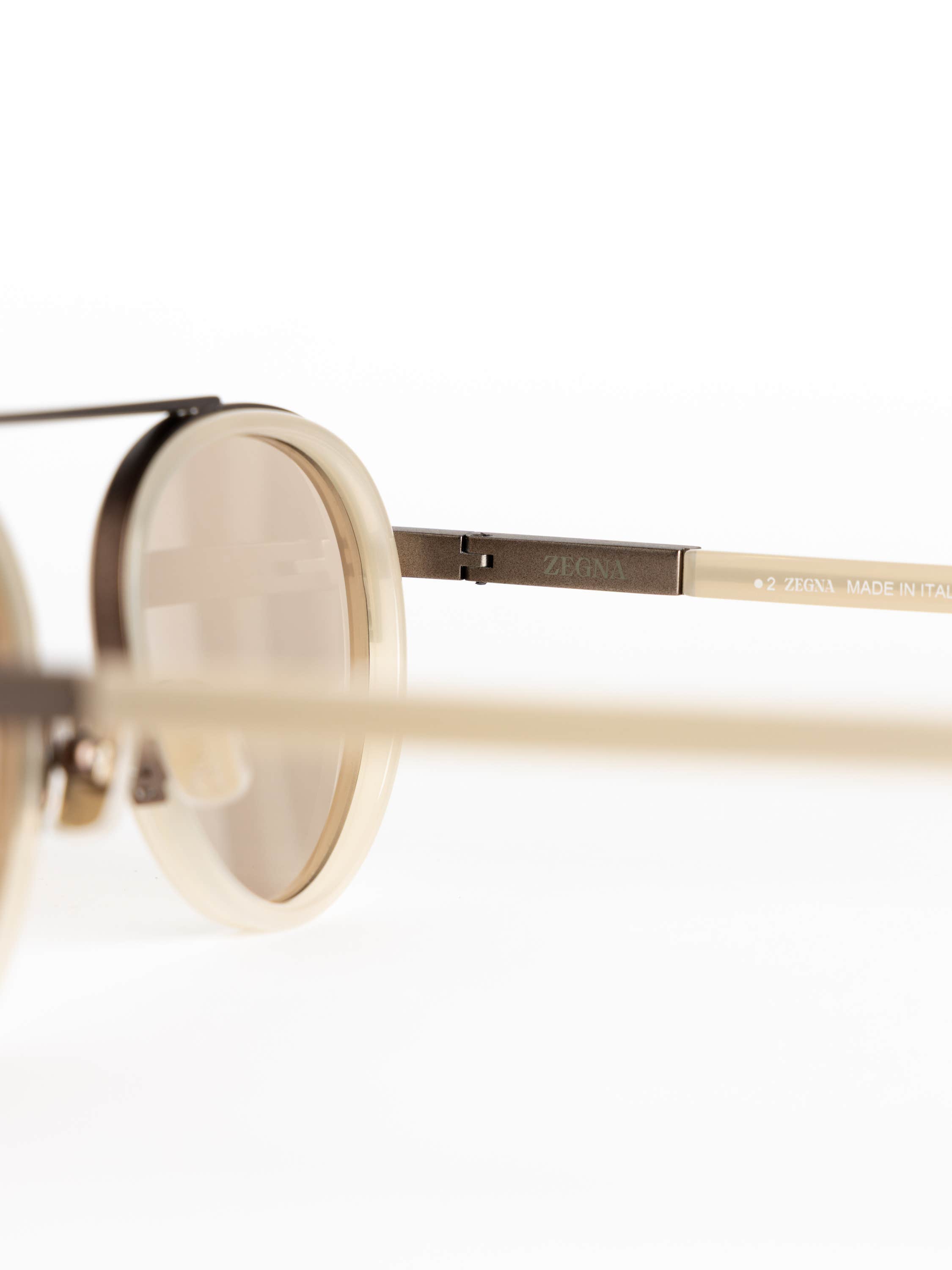 Beige Orizzonte II Acetate and Metal Sunglasses