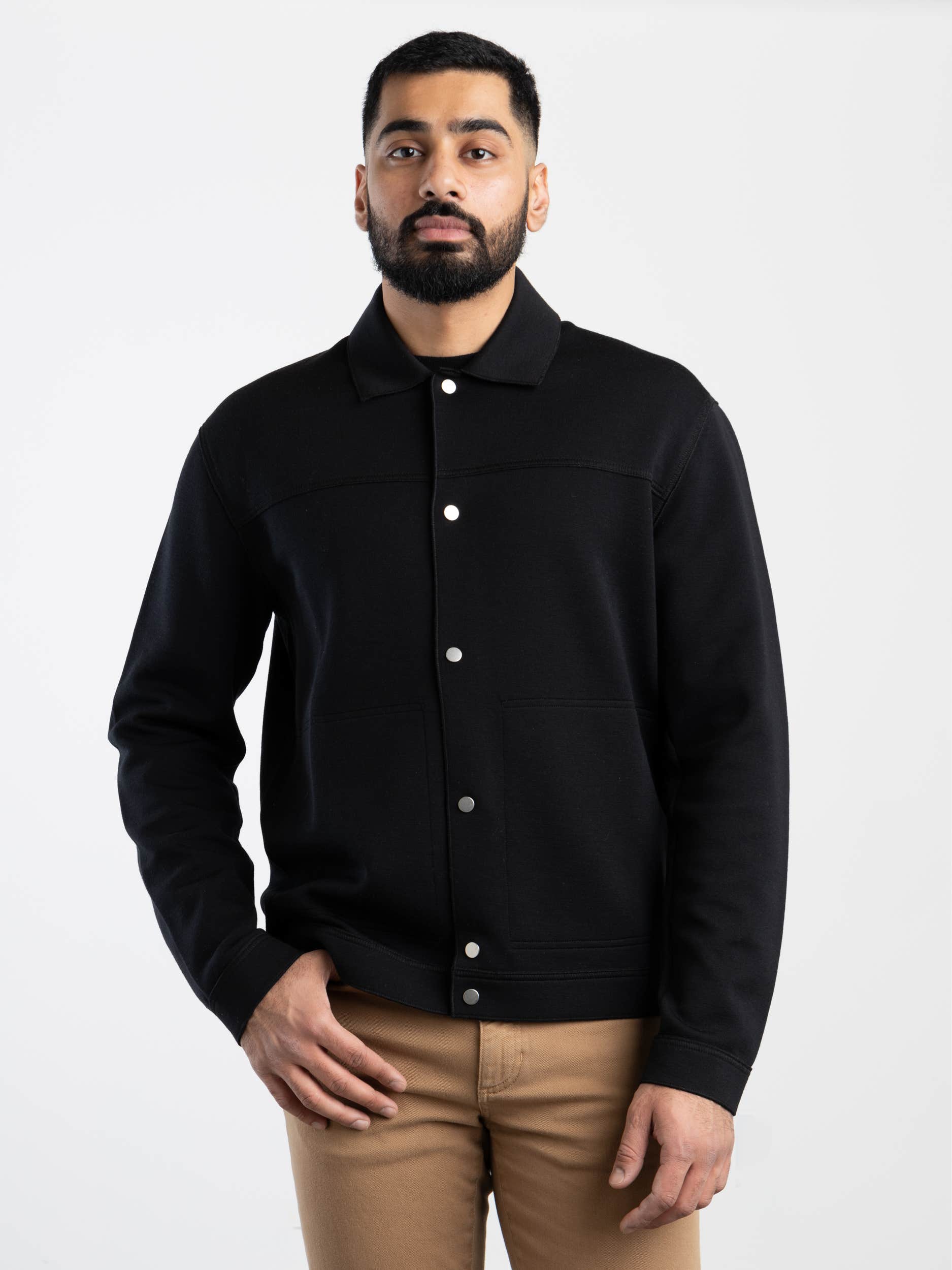 Black High Performance™ Wool Blend Overshirt