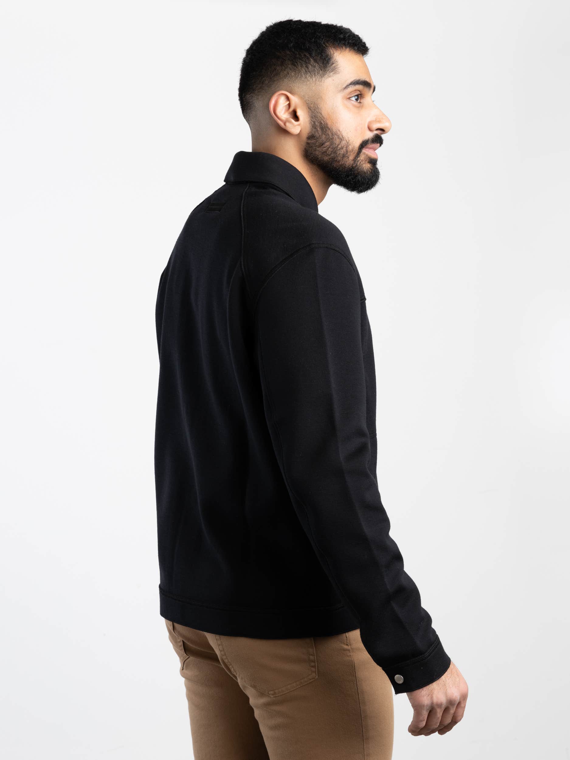 Black High Performance™ Wool Blend Overshirt