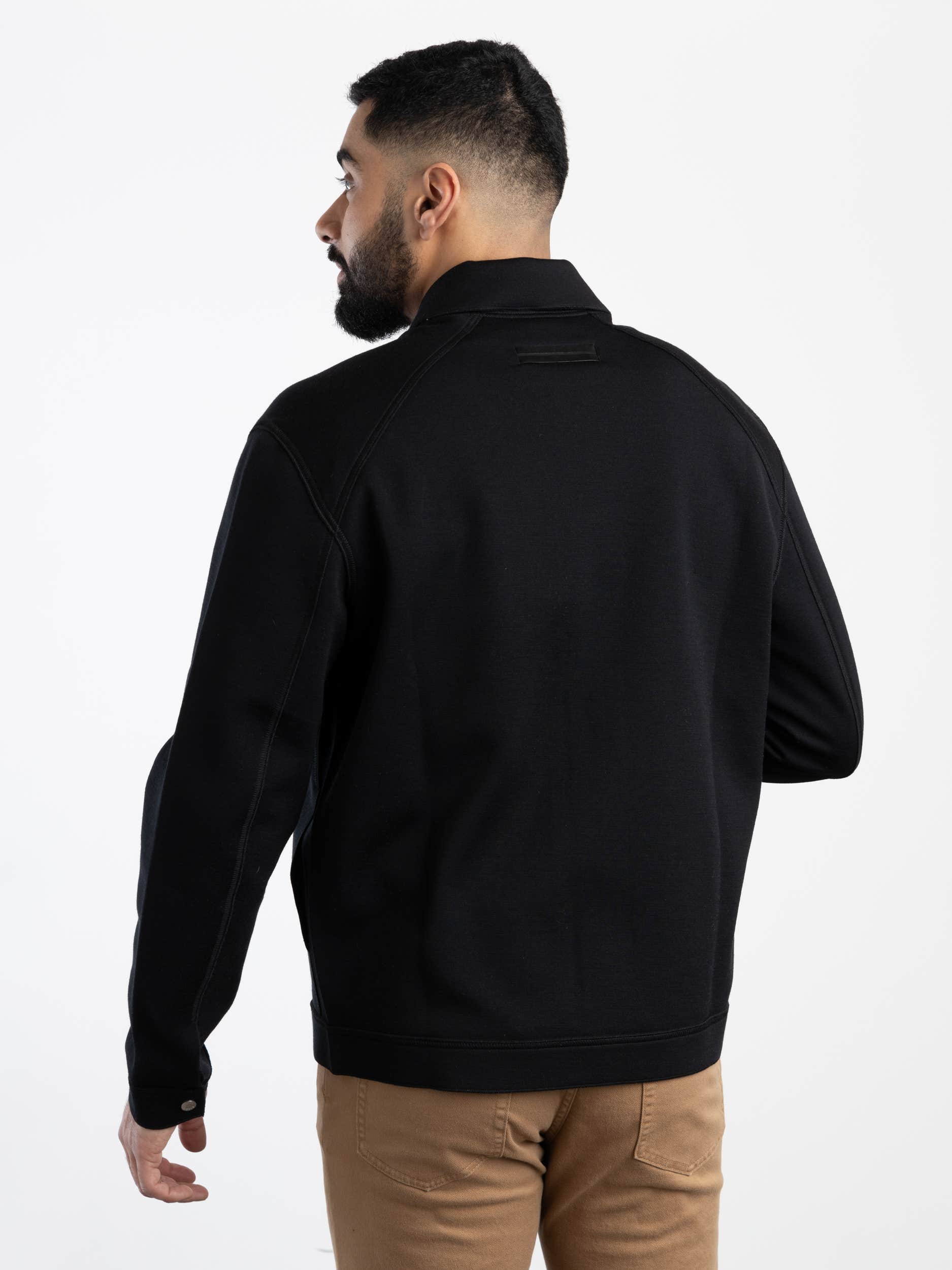 Black High Performance™ Wool Blend Overshirt