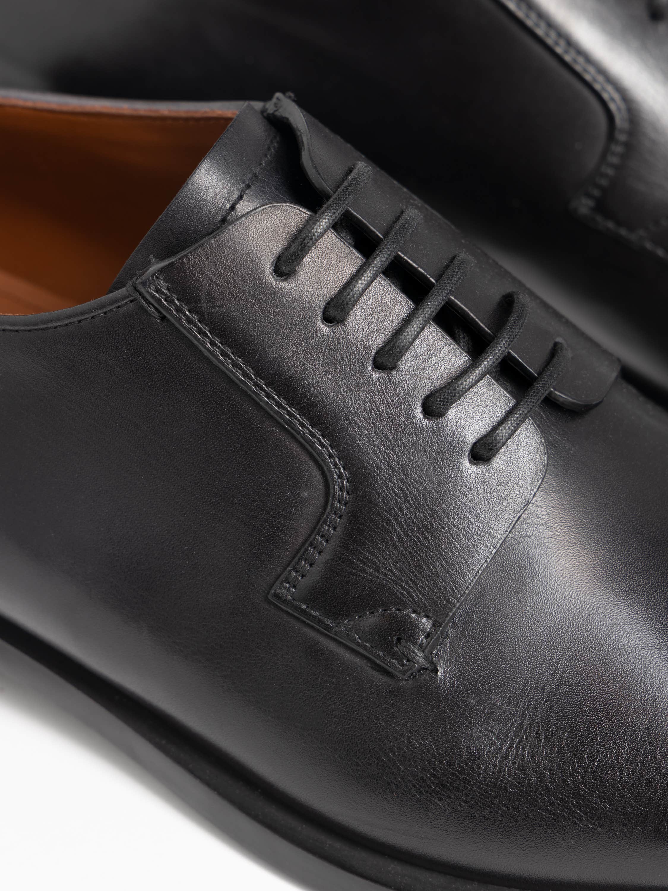 Black Leather Lace-Up Derbies