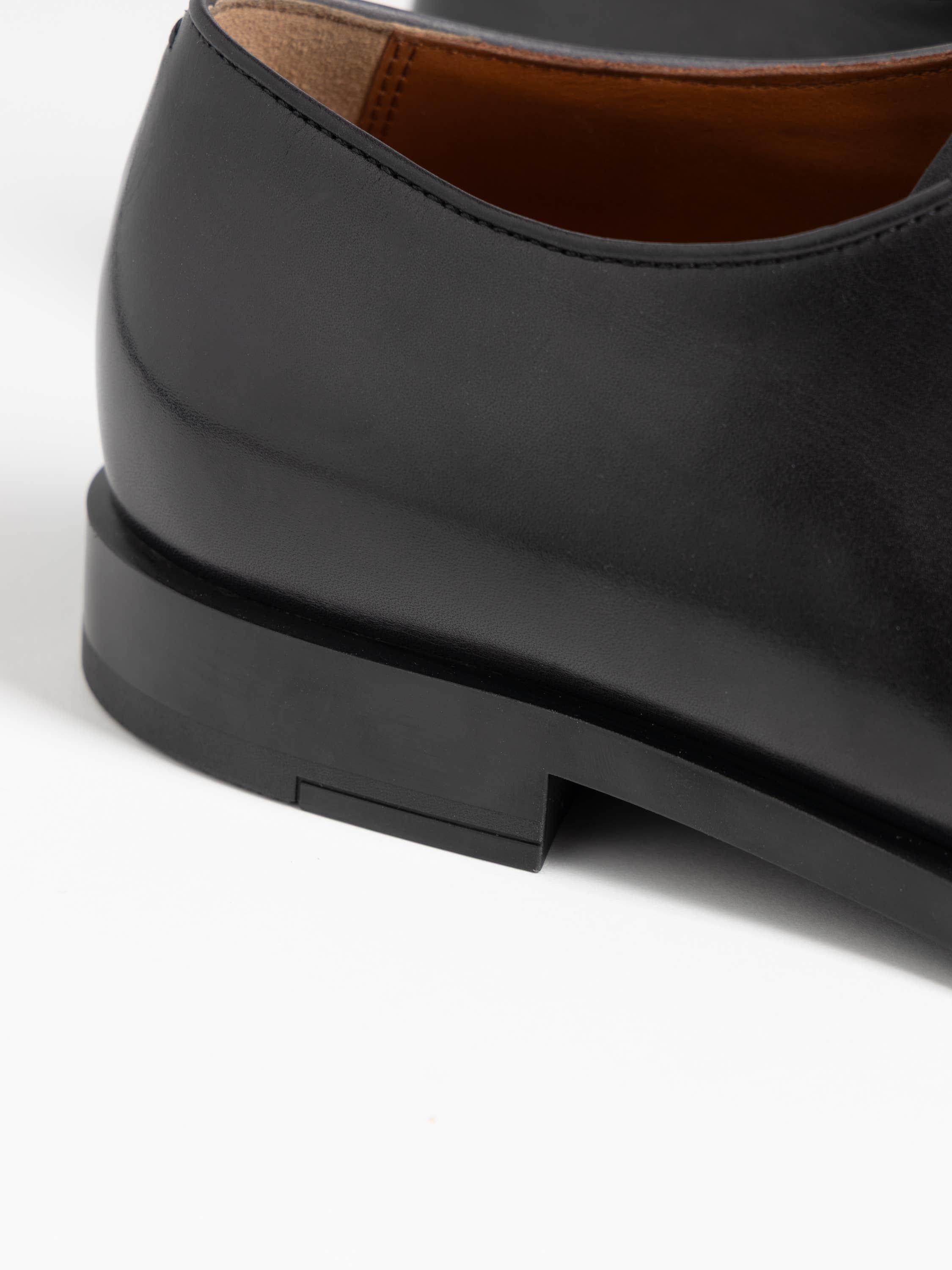 Black Leather Lace-Up Derbies