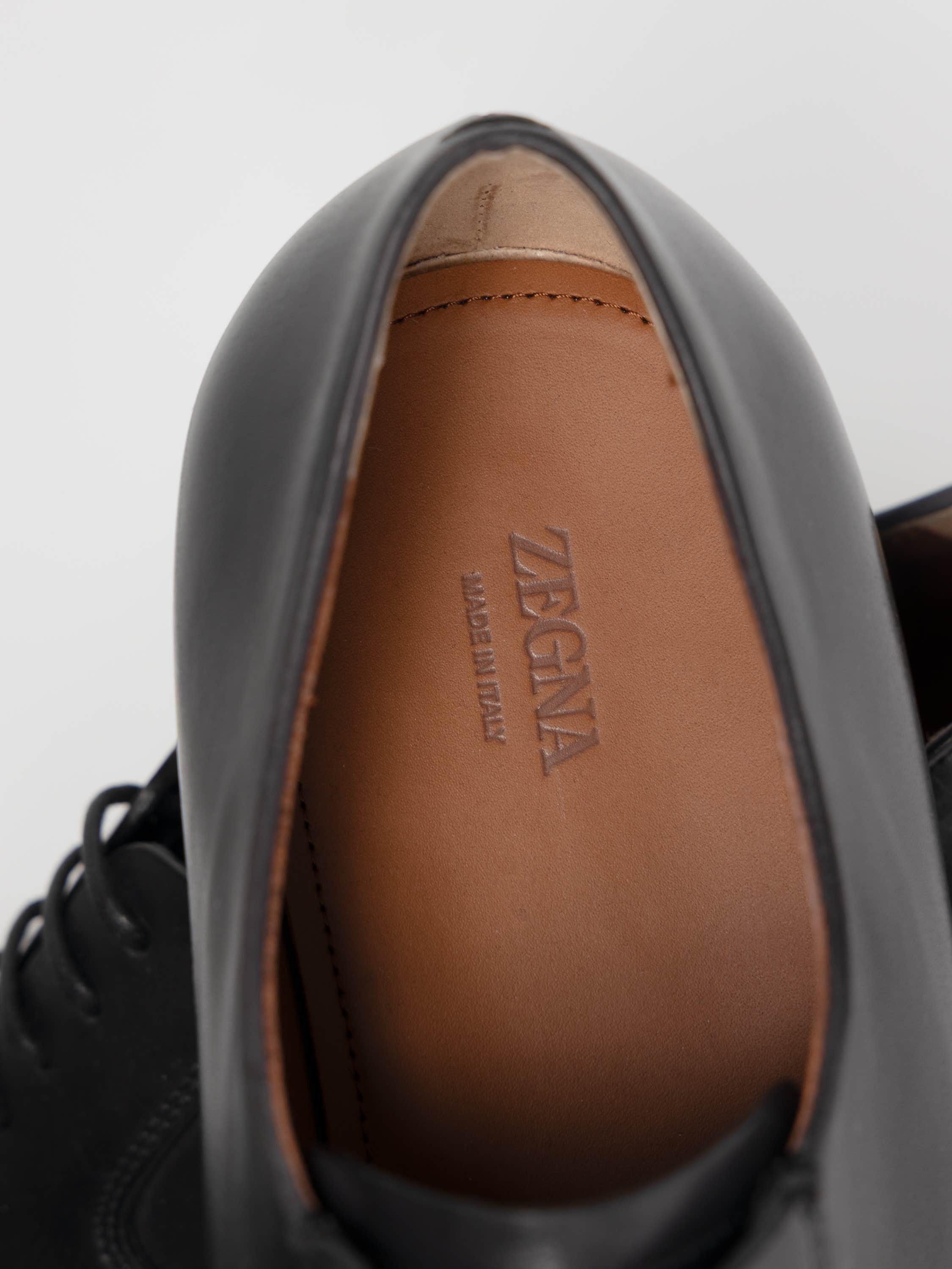 Black Leather Lace-Up Derbies