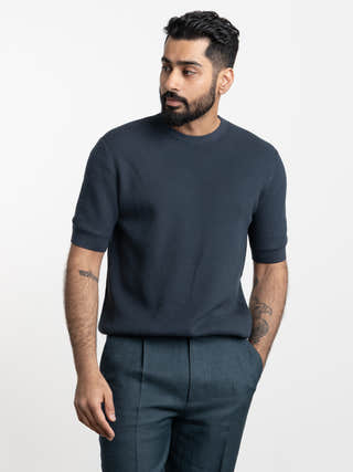 ZEGNA Premium Cotton Crewneck In Blue
