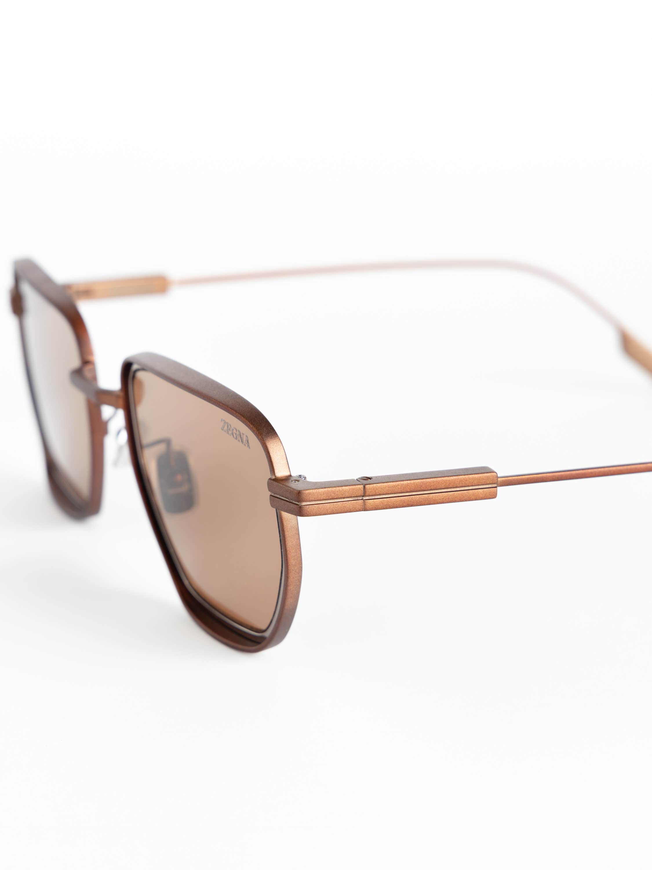 Bronze Hexagon Frame Sunglasses
