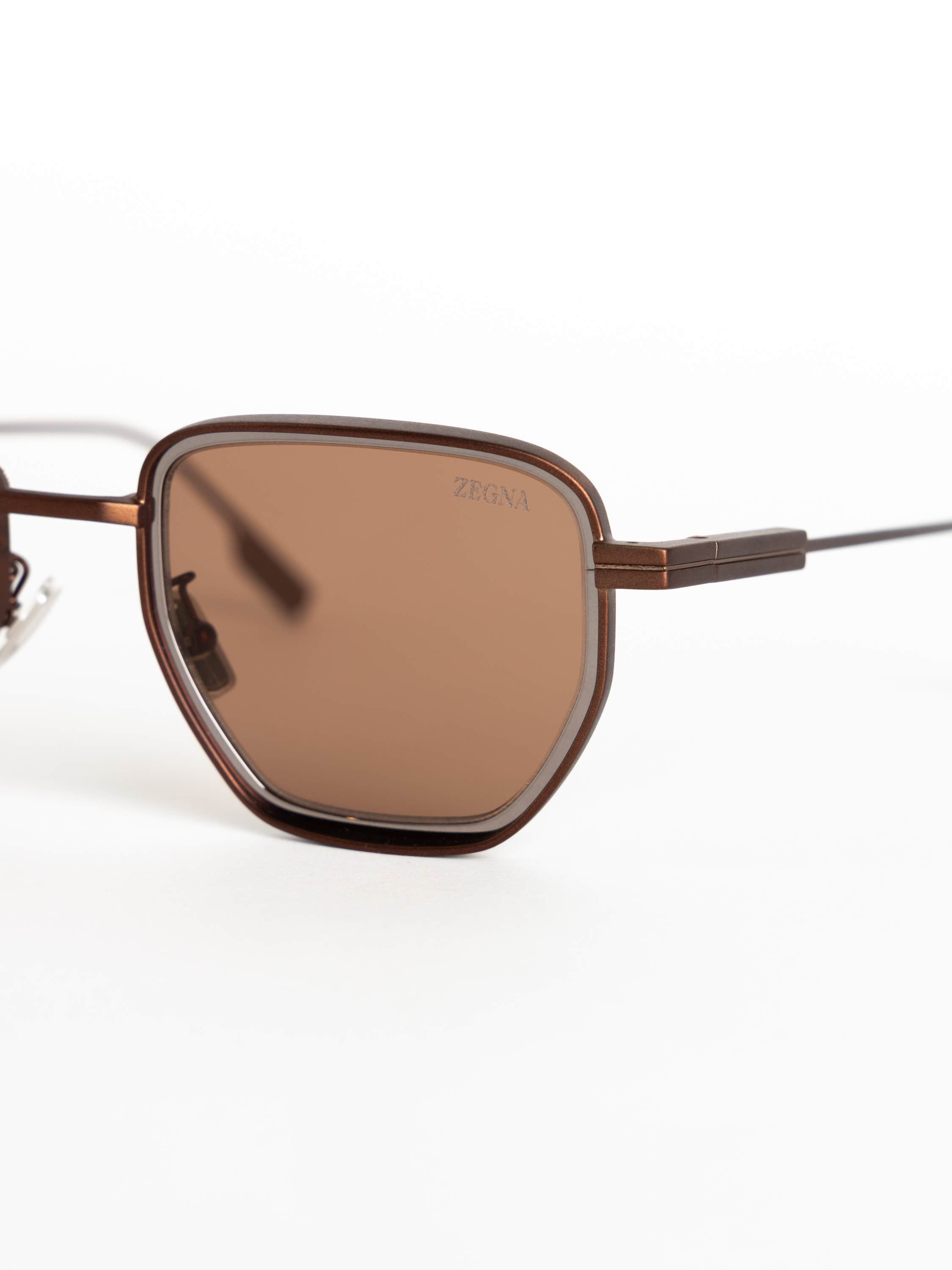 Bronze Hexagon Frame Sunglasses