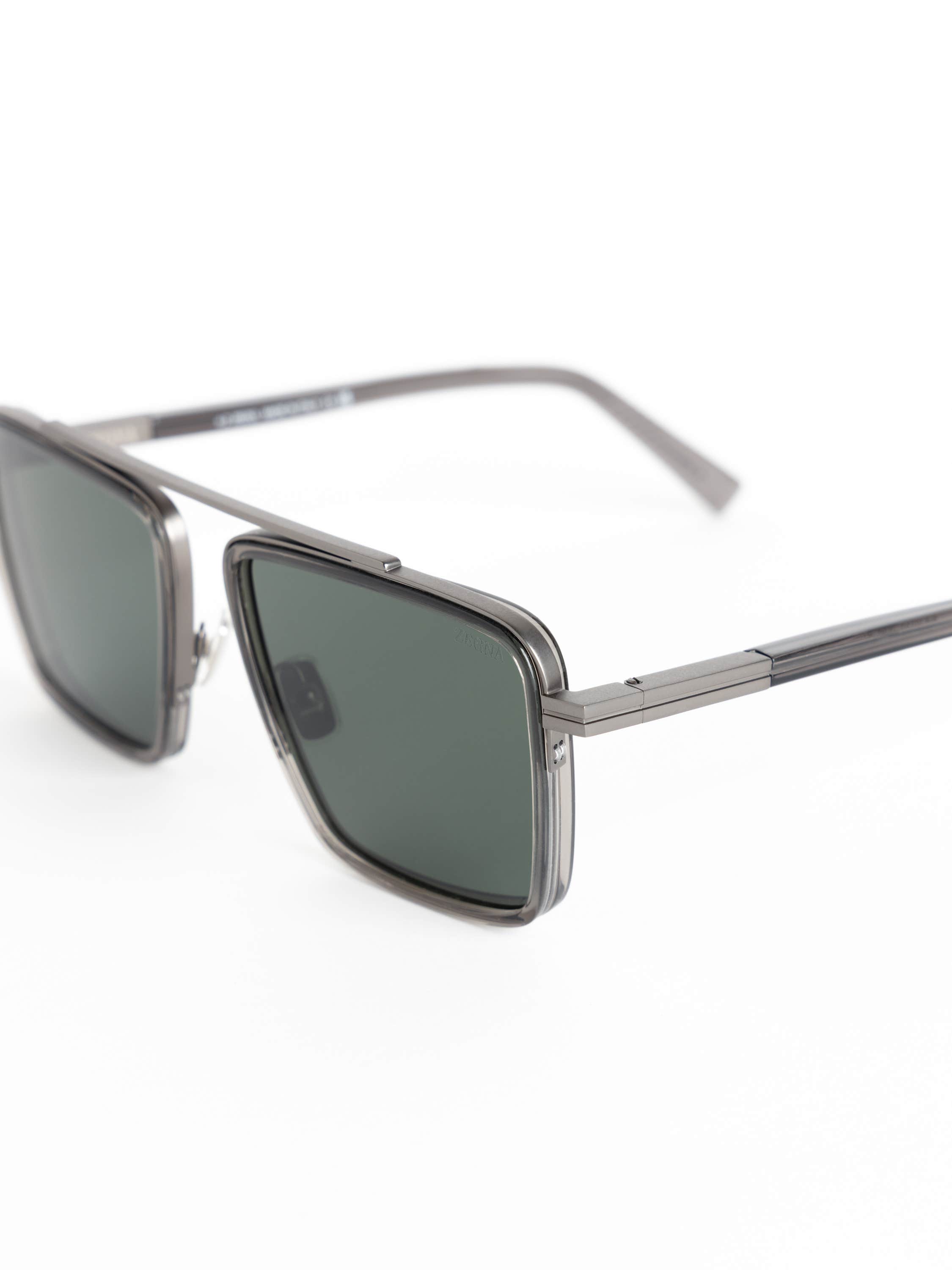 Smoke-Black Rectangular Sunglasses