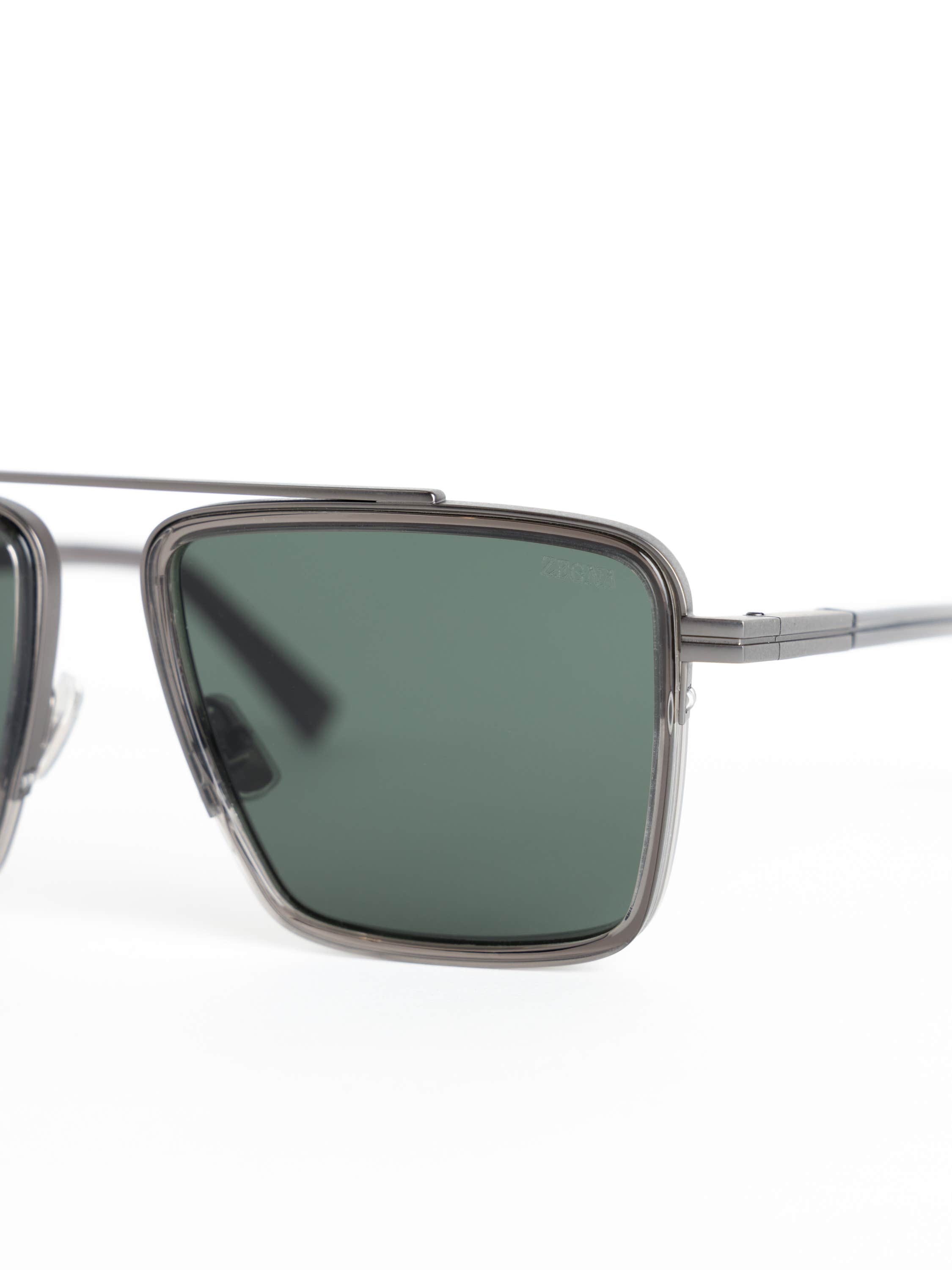 Smoke-Black Rectangular Sunglasses