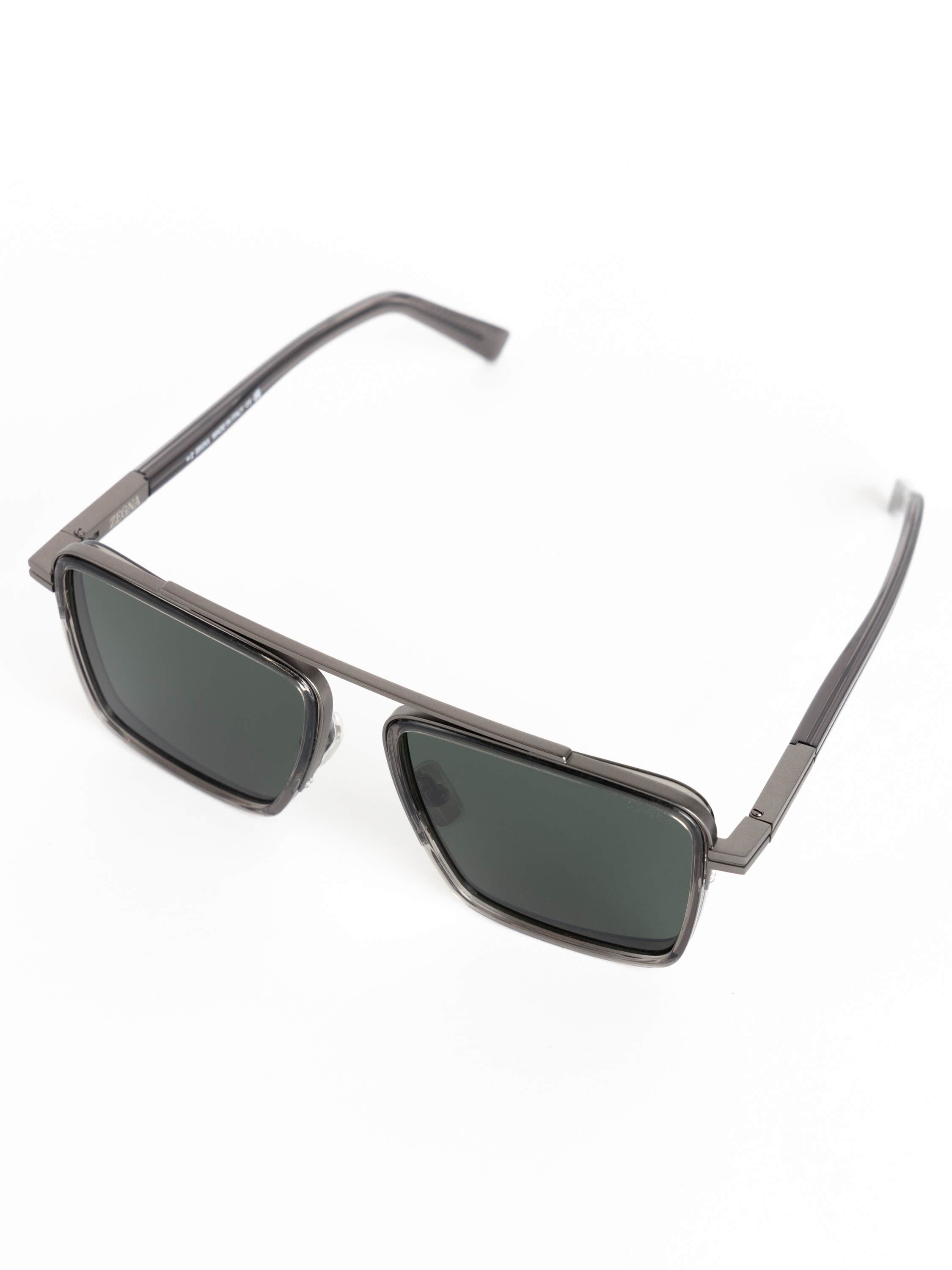 Smoke-Black Rectangular Sunglasses