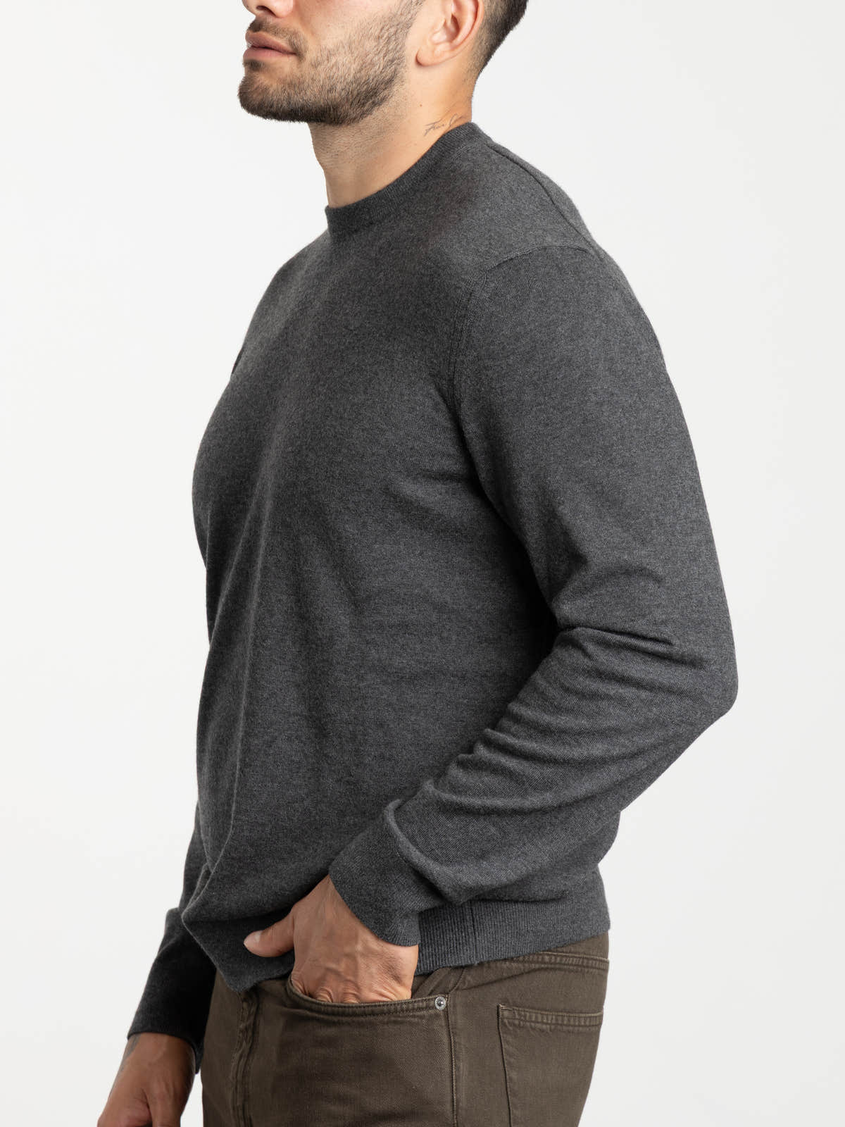 Charcoal Oasi Cashmere Crewneck Sweater
