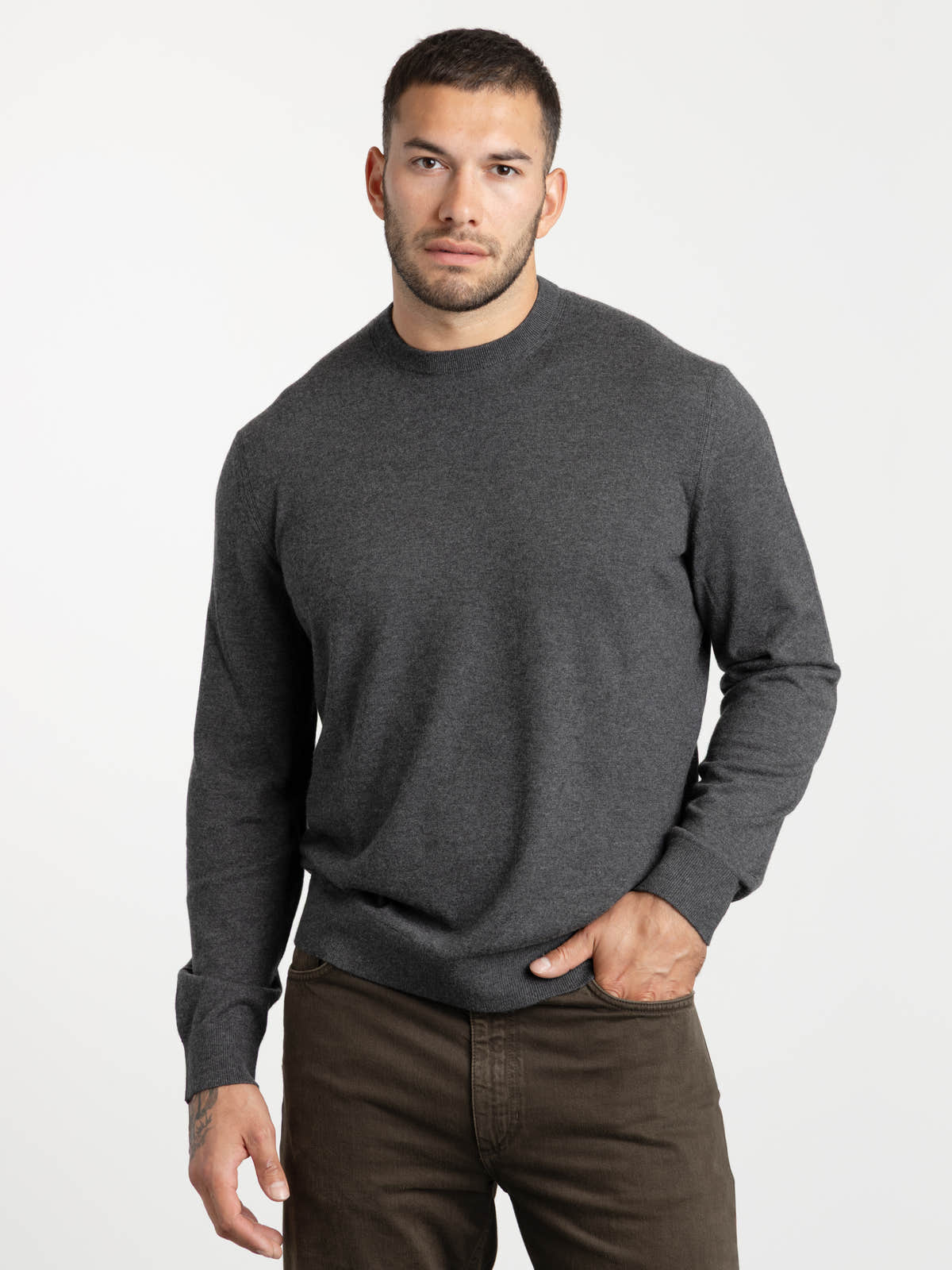 Charcoal Oasi Cashmere Crewneck Sweater