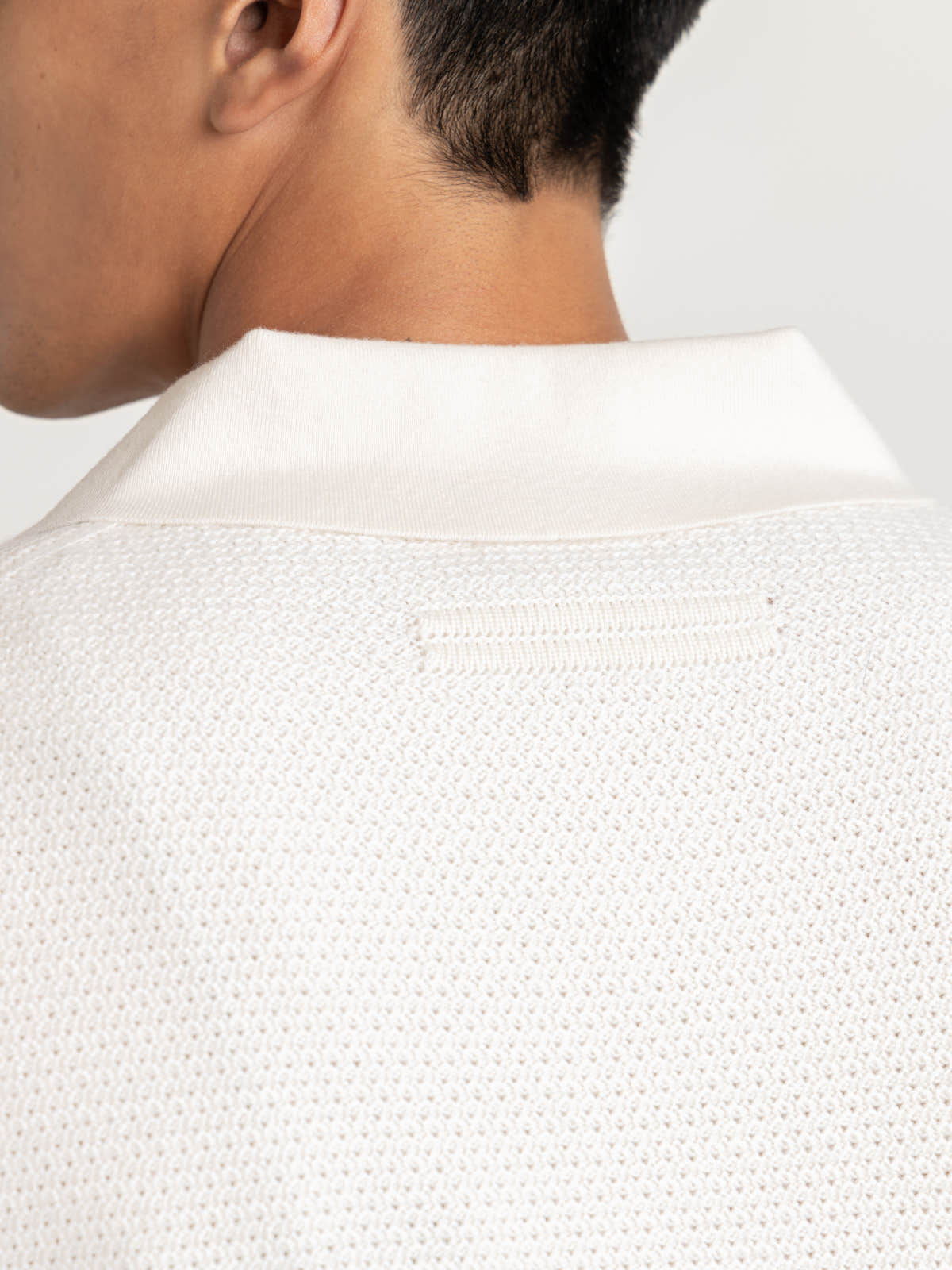 Cream White Mélange Oasi Cashmere Polo Shirt
