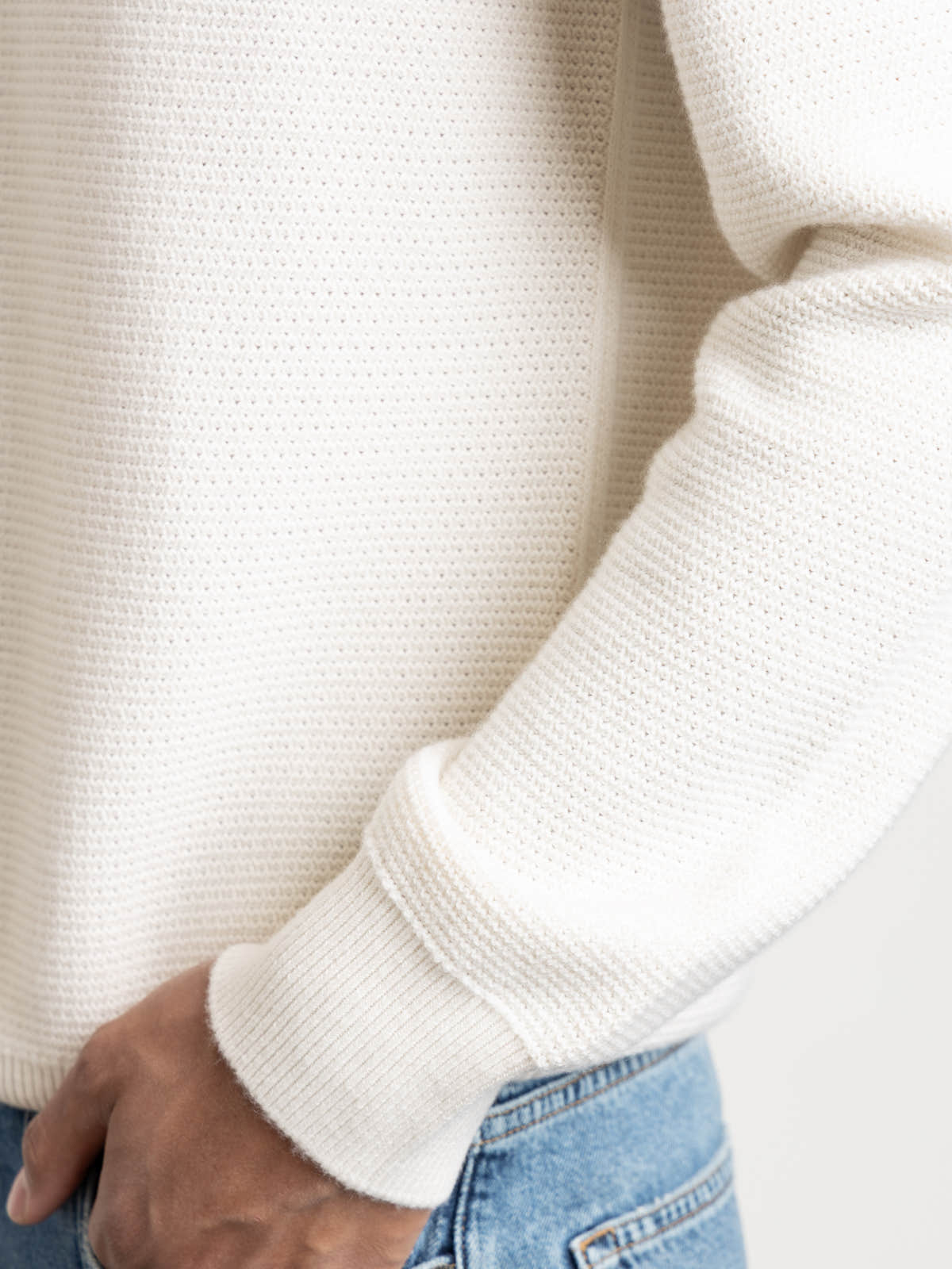 Cream White Mélange Oasi Cashmere Polo Shirt