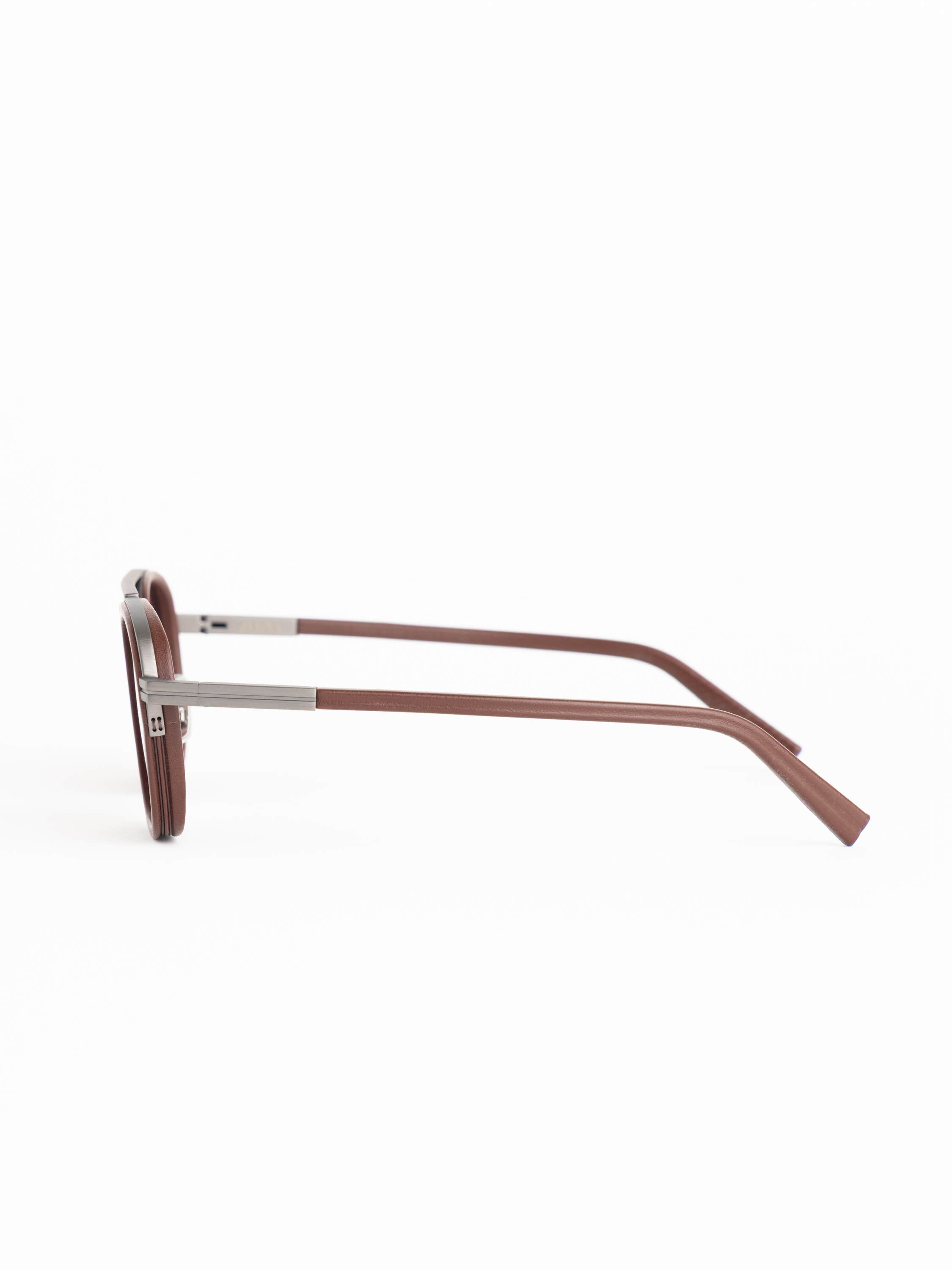 Dark Brown Leather-Wrapped Sunglasses