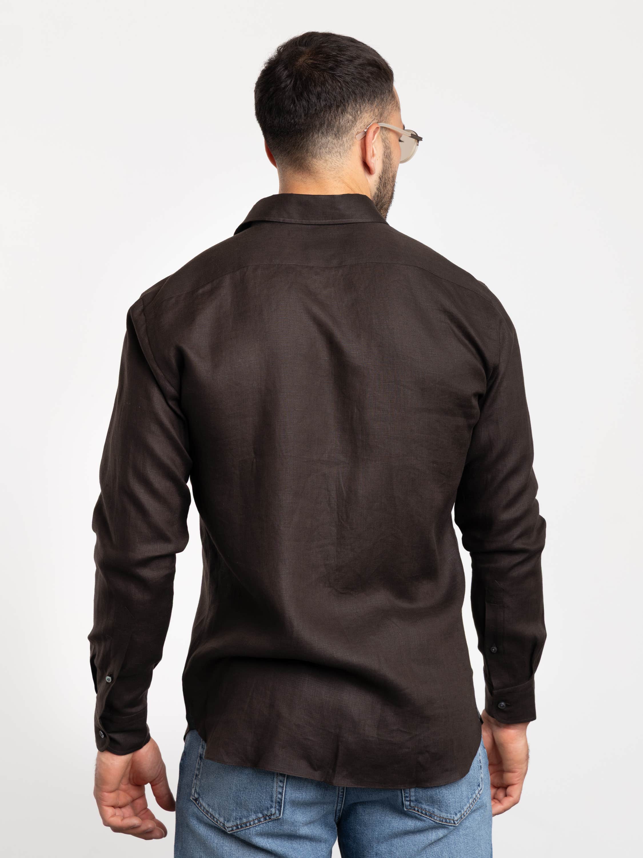 Dark Brown Oasi Lino Shirt