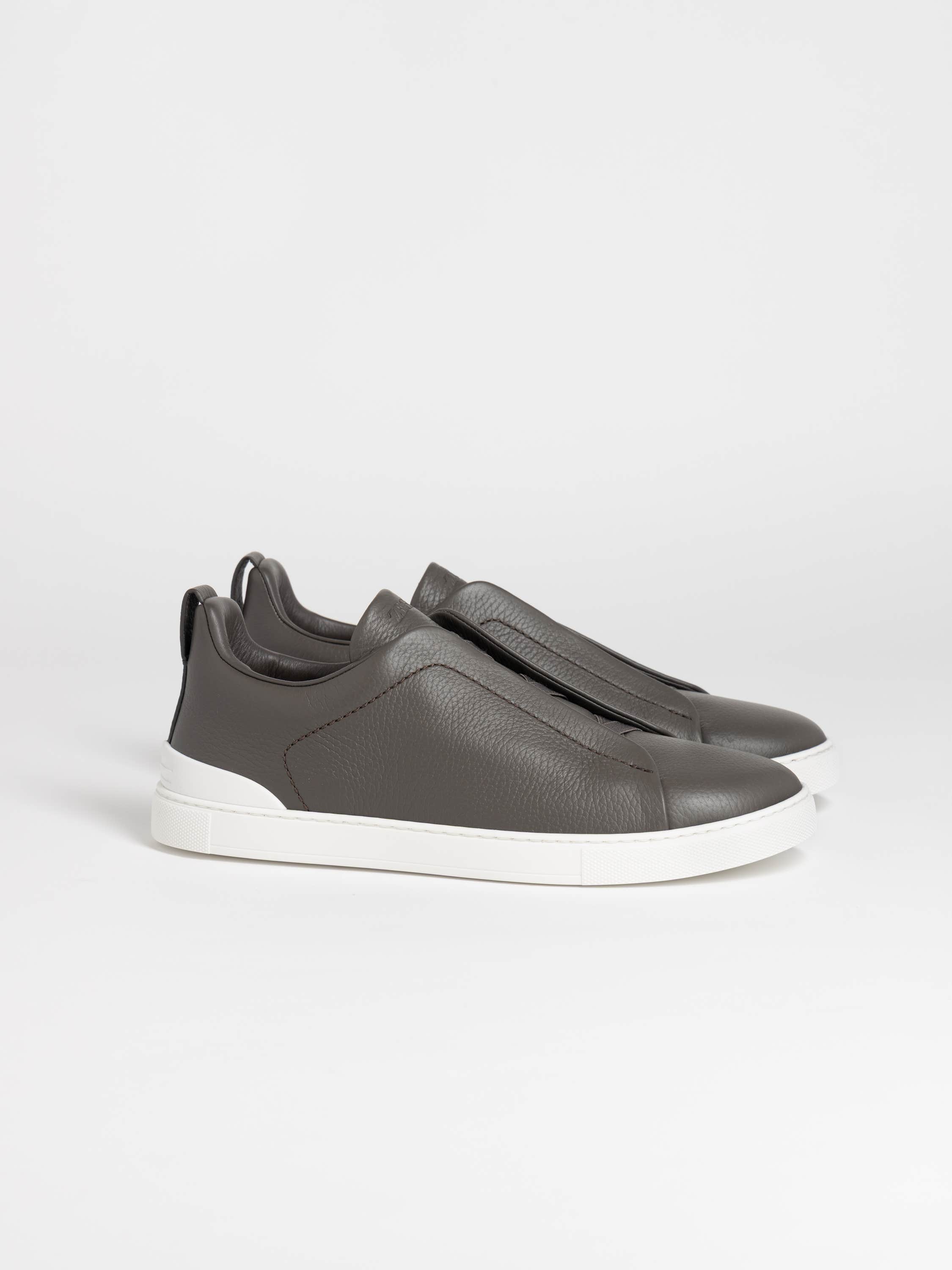 Dark Grey Deerskin Triple stitch Sneakers
