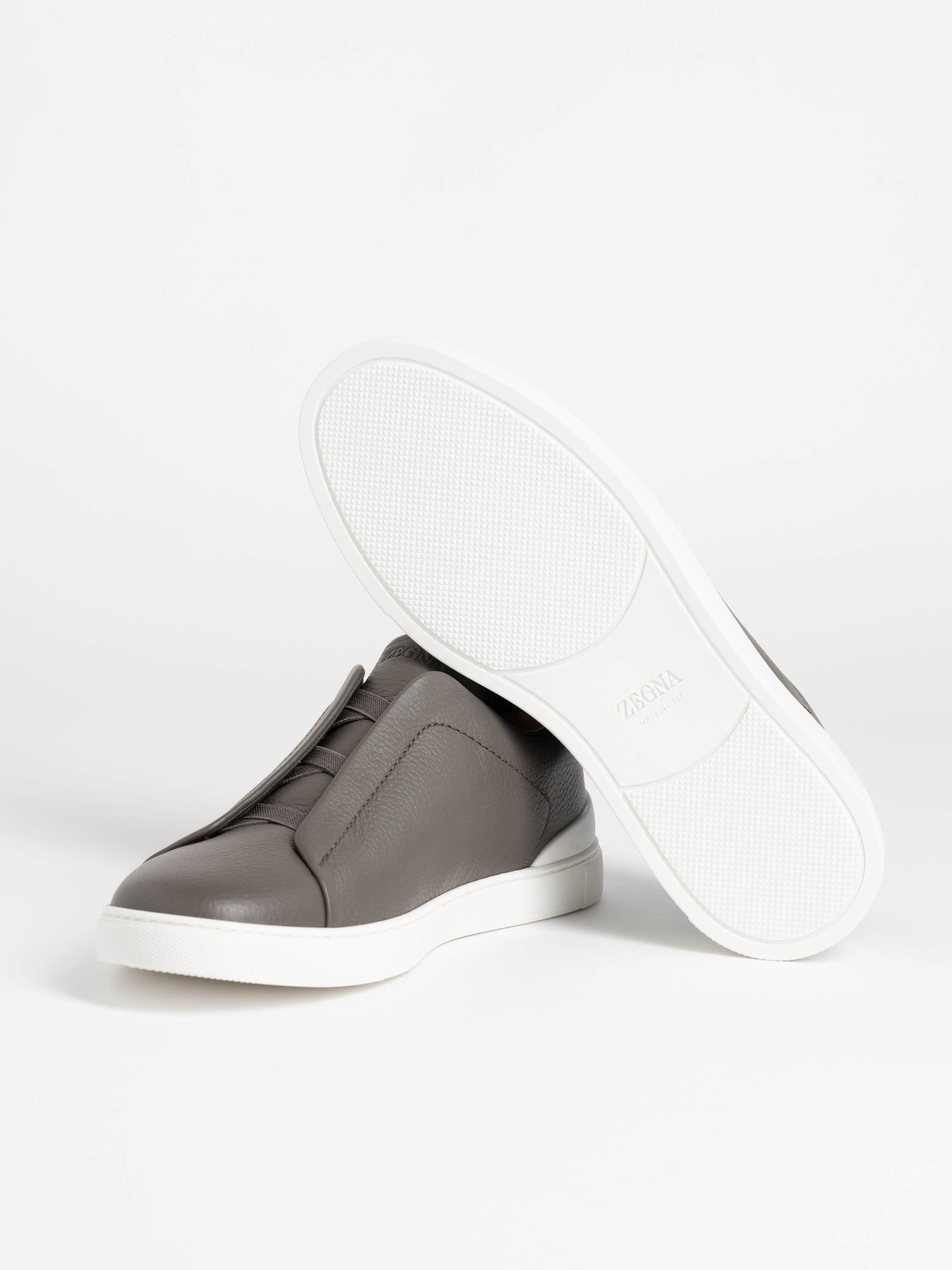 Dark Grey Deerskin Triple stitch Sneakers