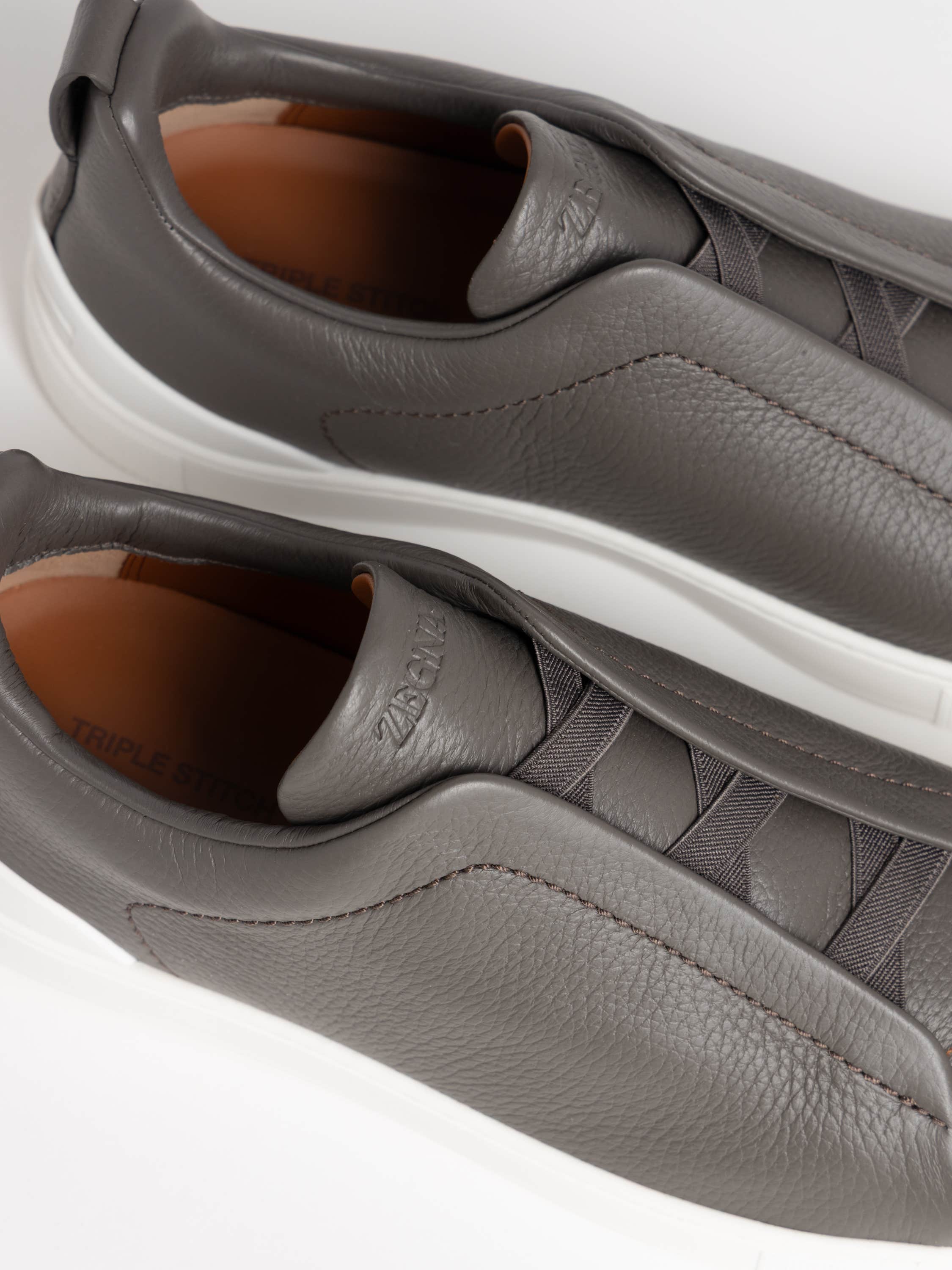 Dark Grey Deerskin Triple stitch Sneakers
