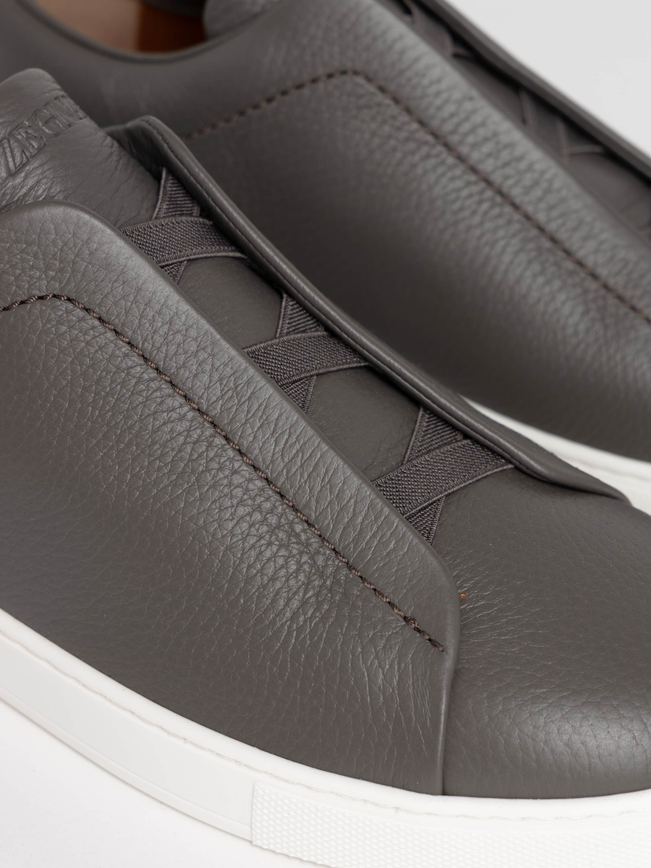 Dark Grey Deerskin Triple stitch Sneakers