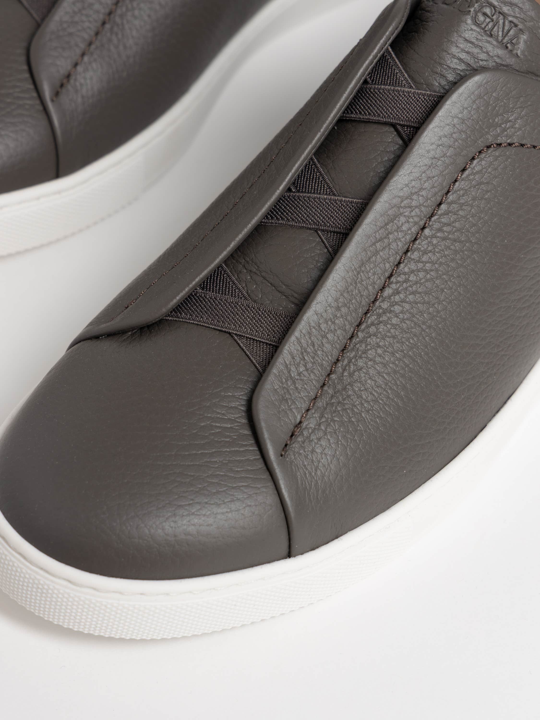 Dark Grey Deerskin Triple stitch Sneakers