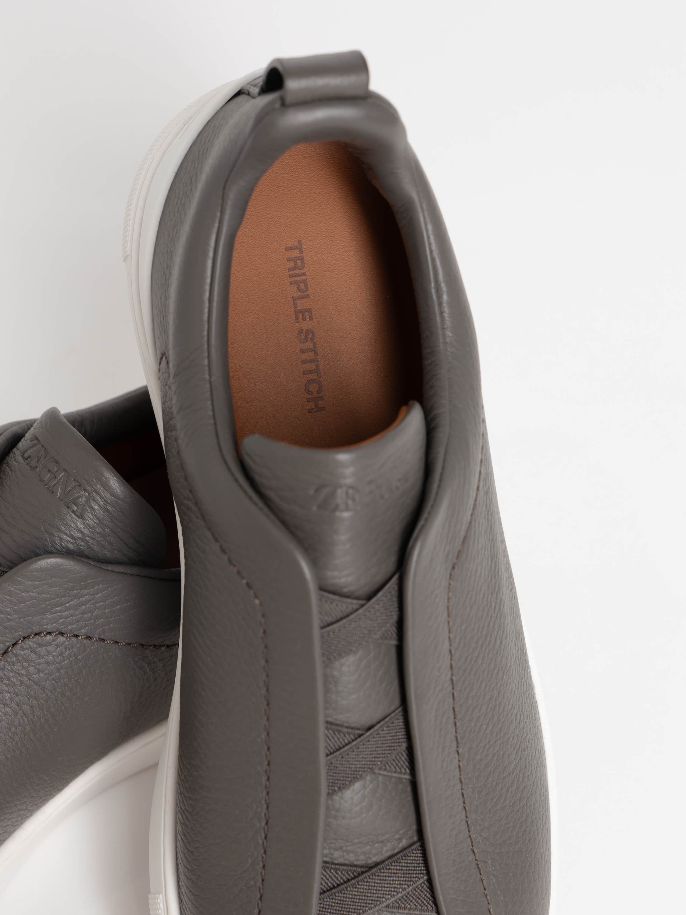 Dark Grey Deerskin Triple stitch Sneakers