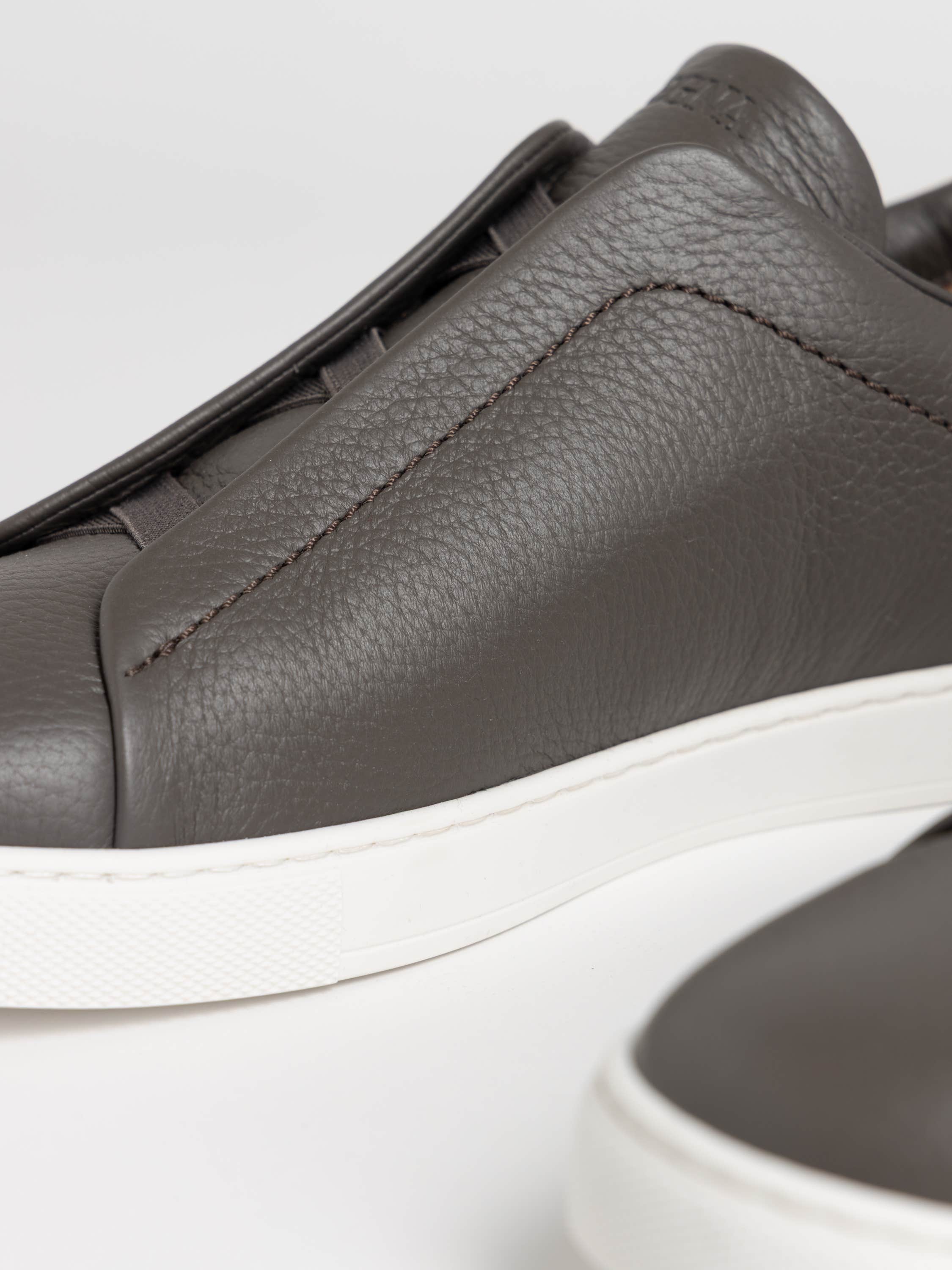 Dark Grey Deerskin Triple stitch Sneakers