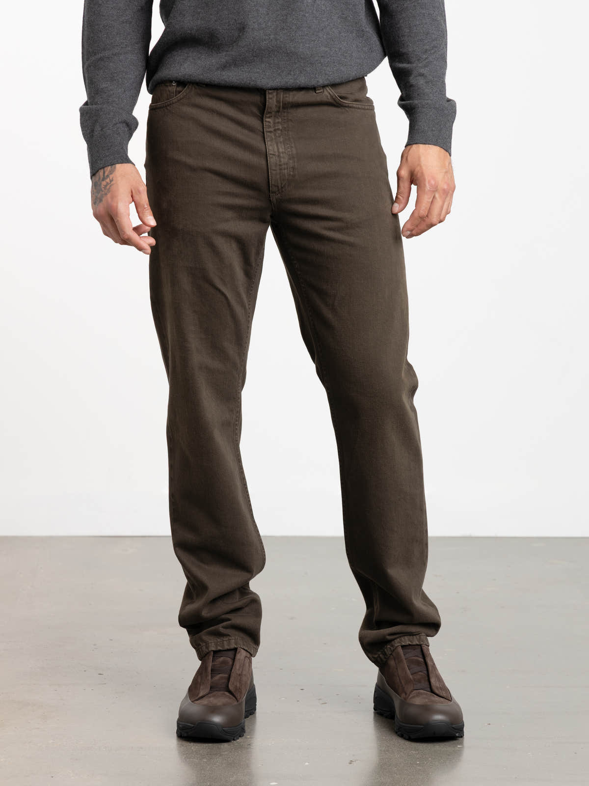 Dark Olive Green Cotton Roccia Pants