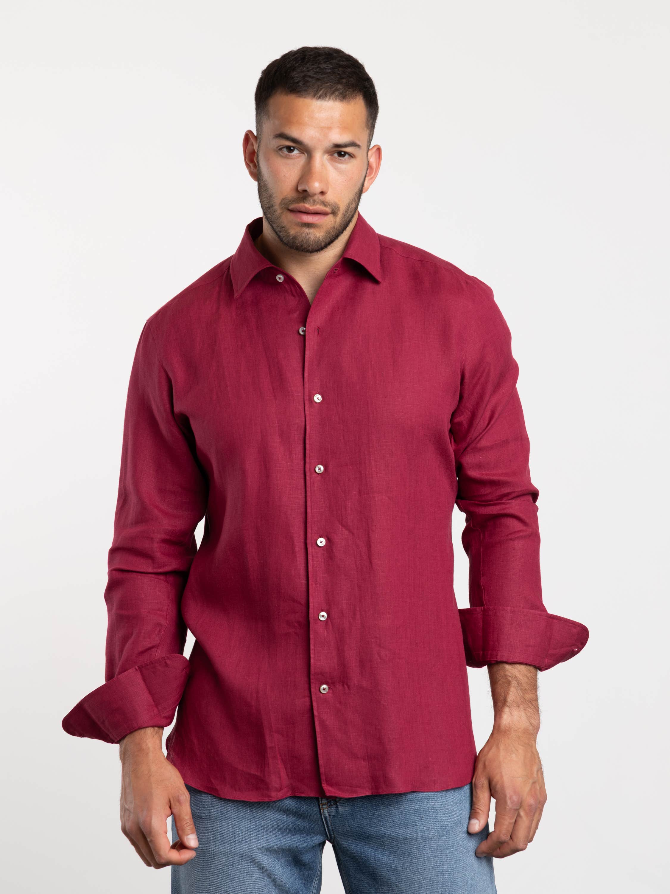 Dark Pink Oasi Lino Shirt