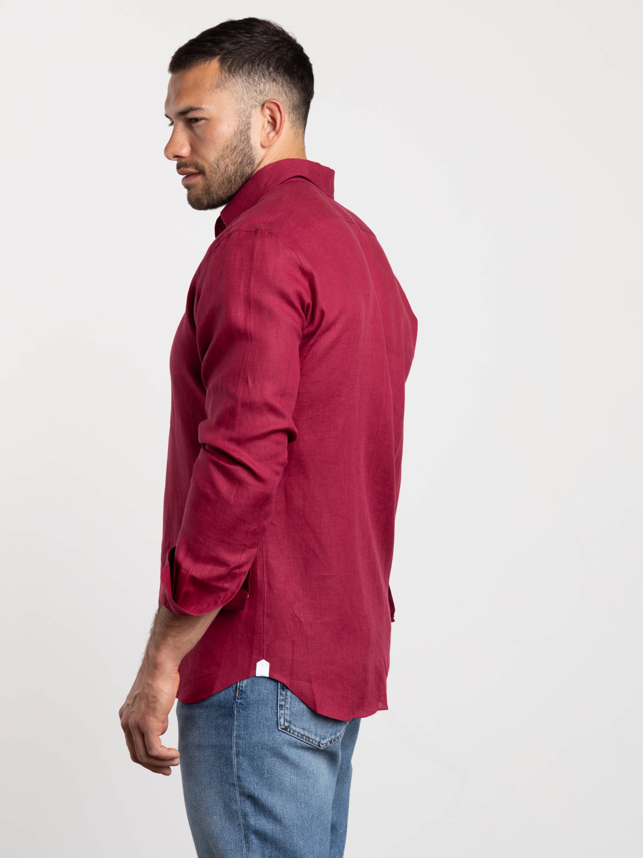 Dark Pink Oasi Lino Shirt