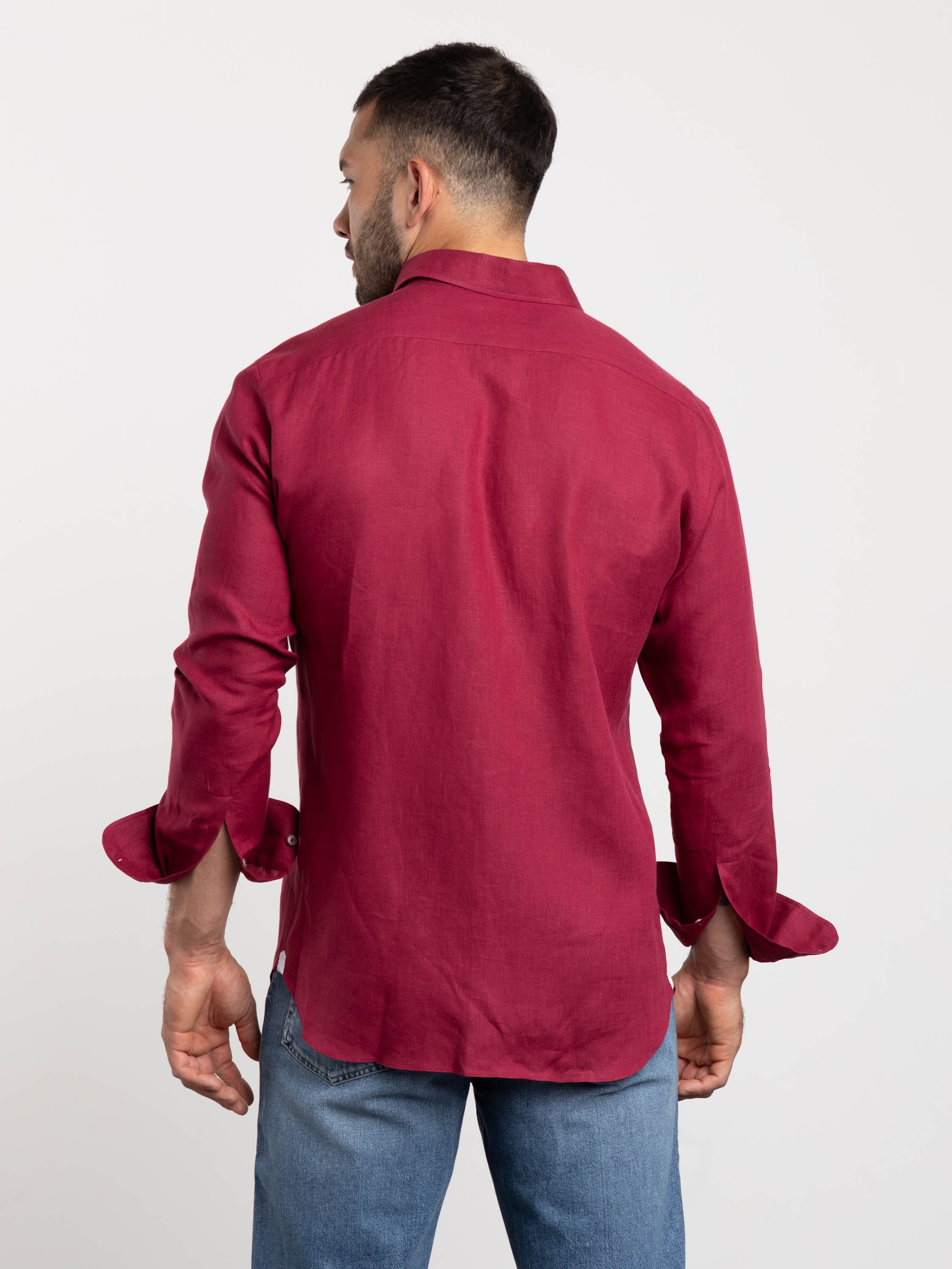 Dark Pink Oasi Lino Shirt