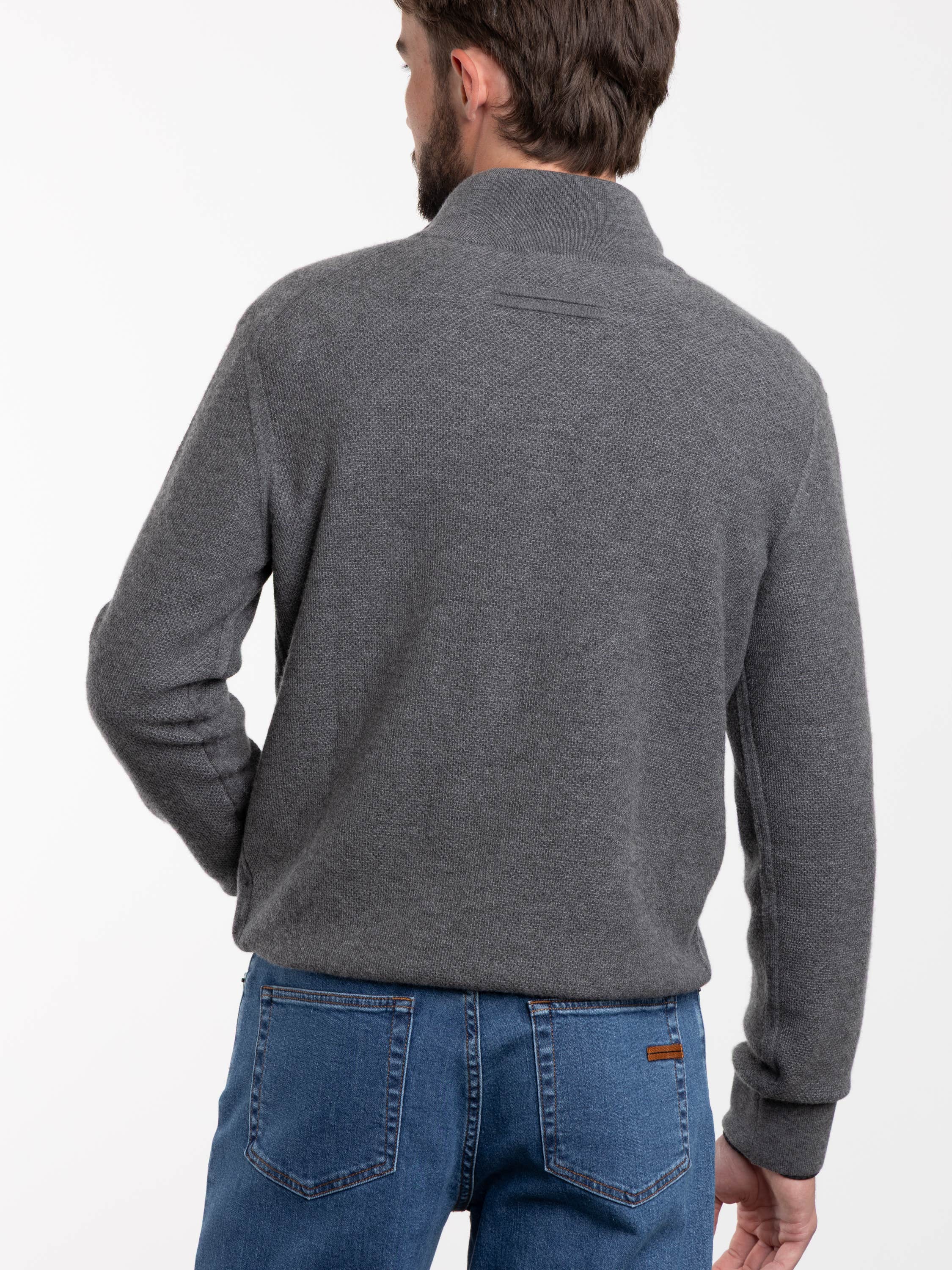 Grey Oasi Cashmere Mock Neck Quarter Zip