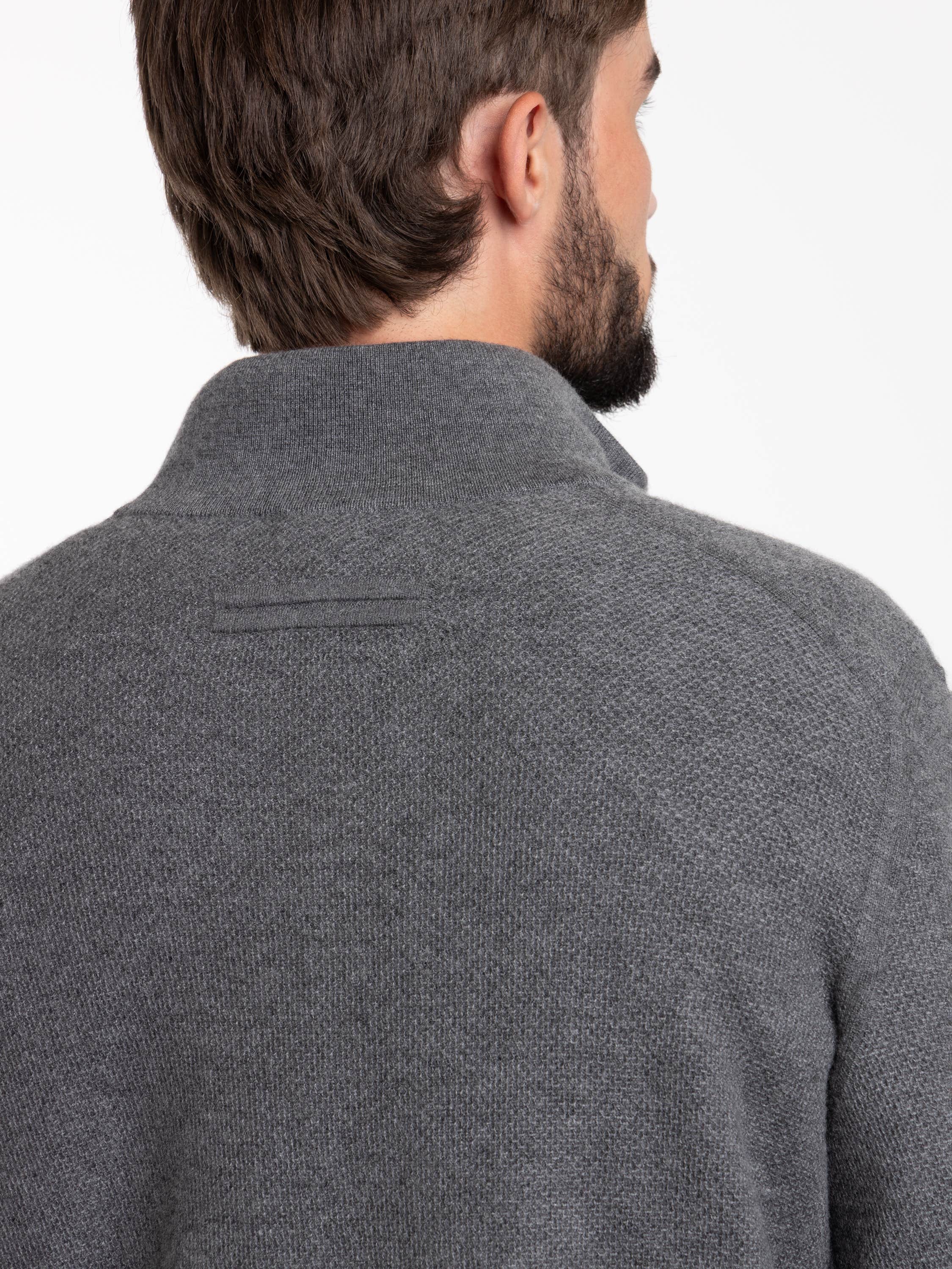 Grey Oasi Cashmere Mock Neck Quarter Zip