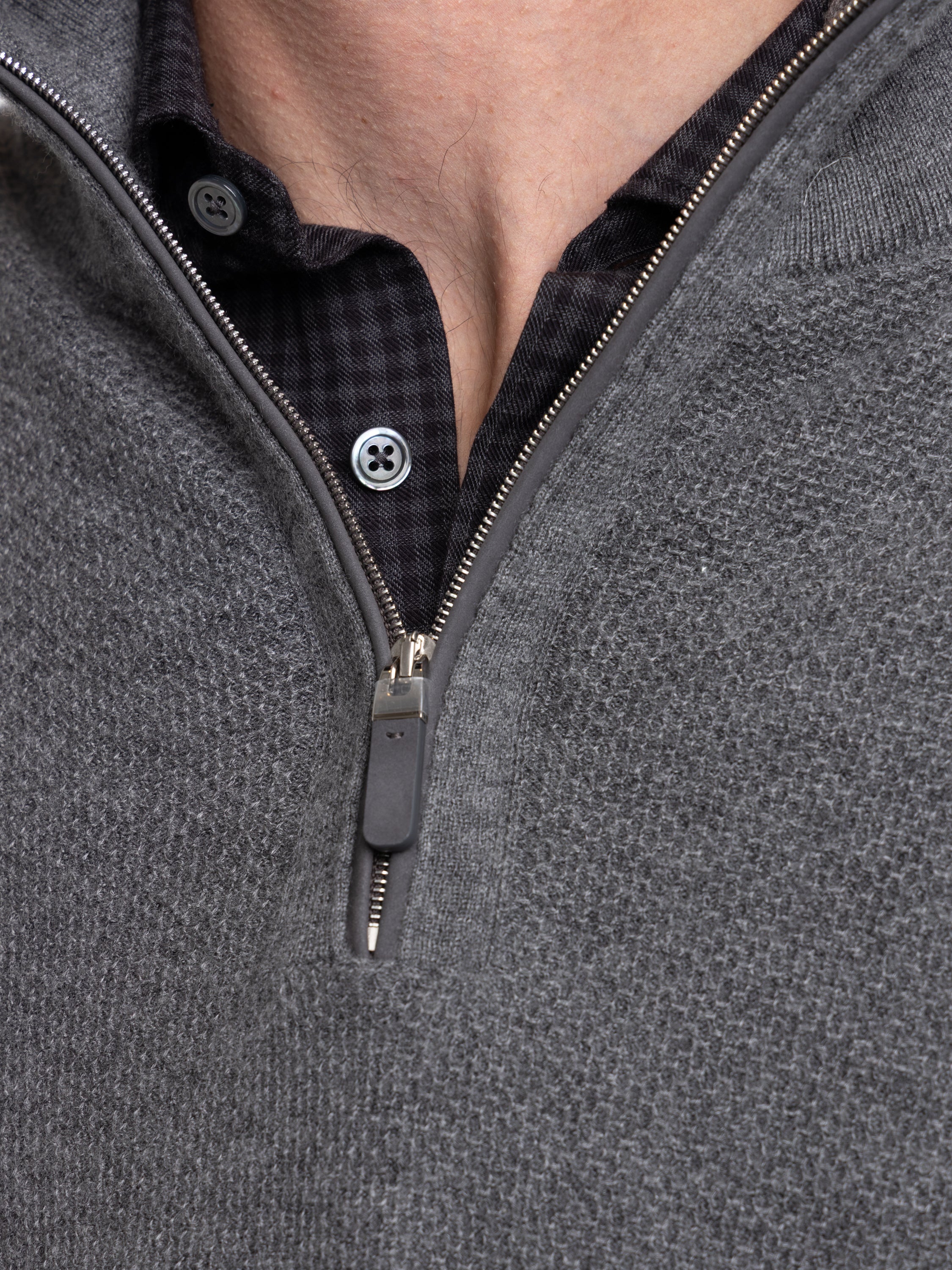 トップス if six was nine MINIMUM CASHMERE C-GRAY Grey Oasi Cashmere Mock Neck Quarter Zip – The Helm Clothing