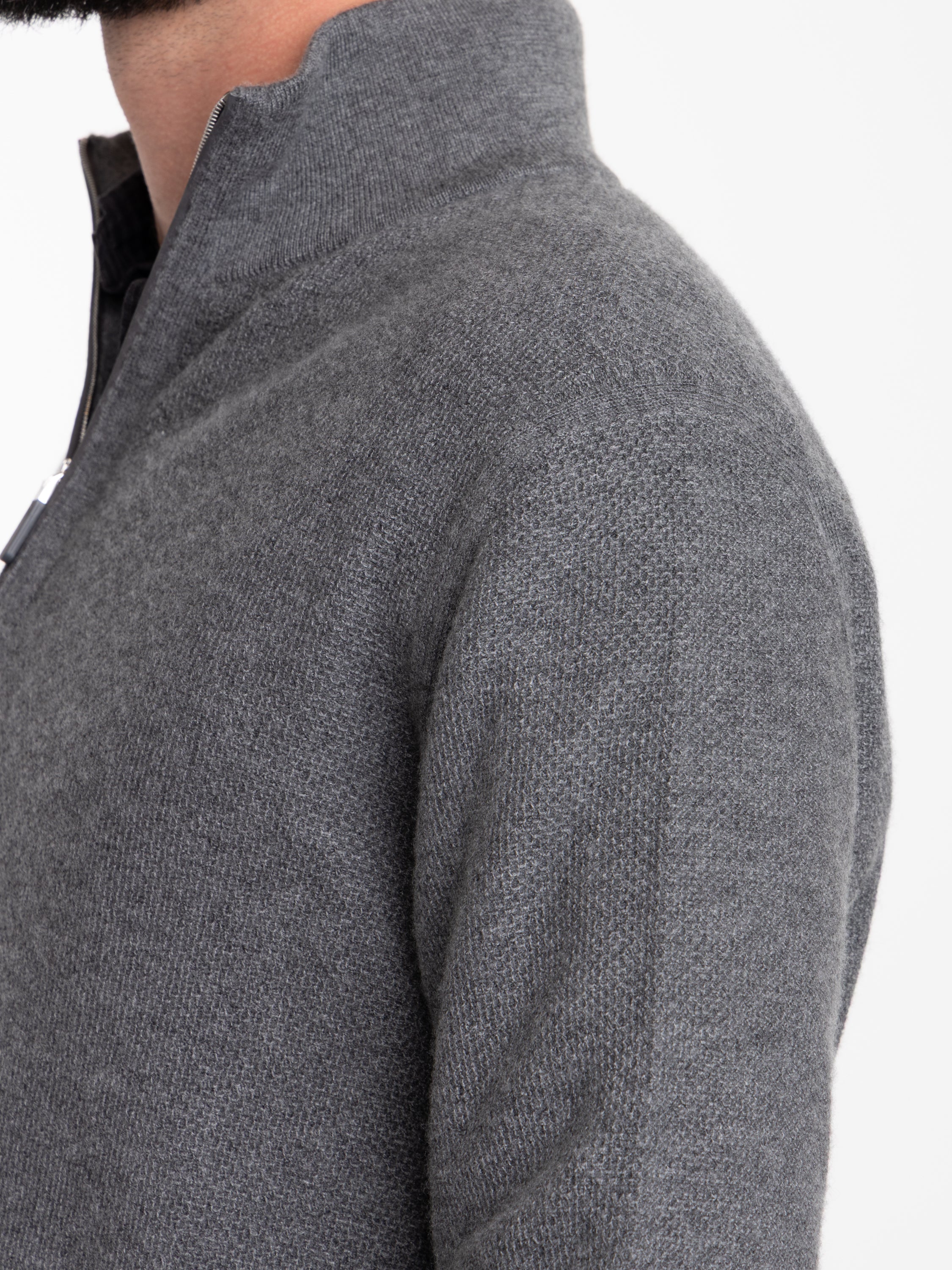 Grey Oasi Cashmere Mock Neck Quarter Zip – The Helm Clothing