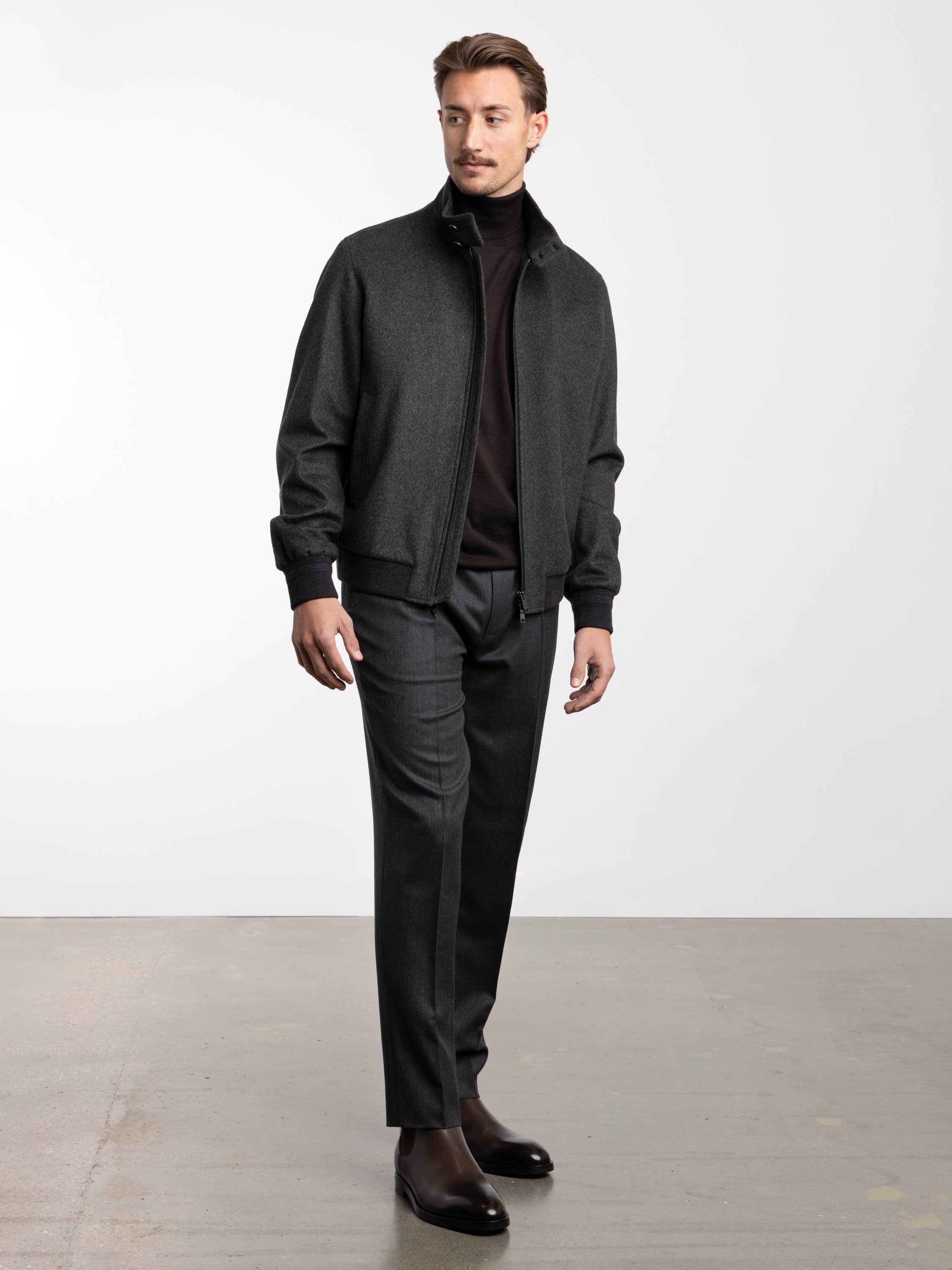 Grey Wool-Cashmere Dress Pant