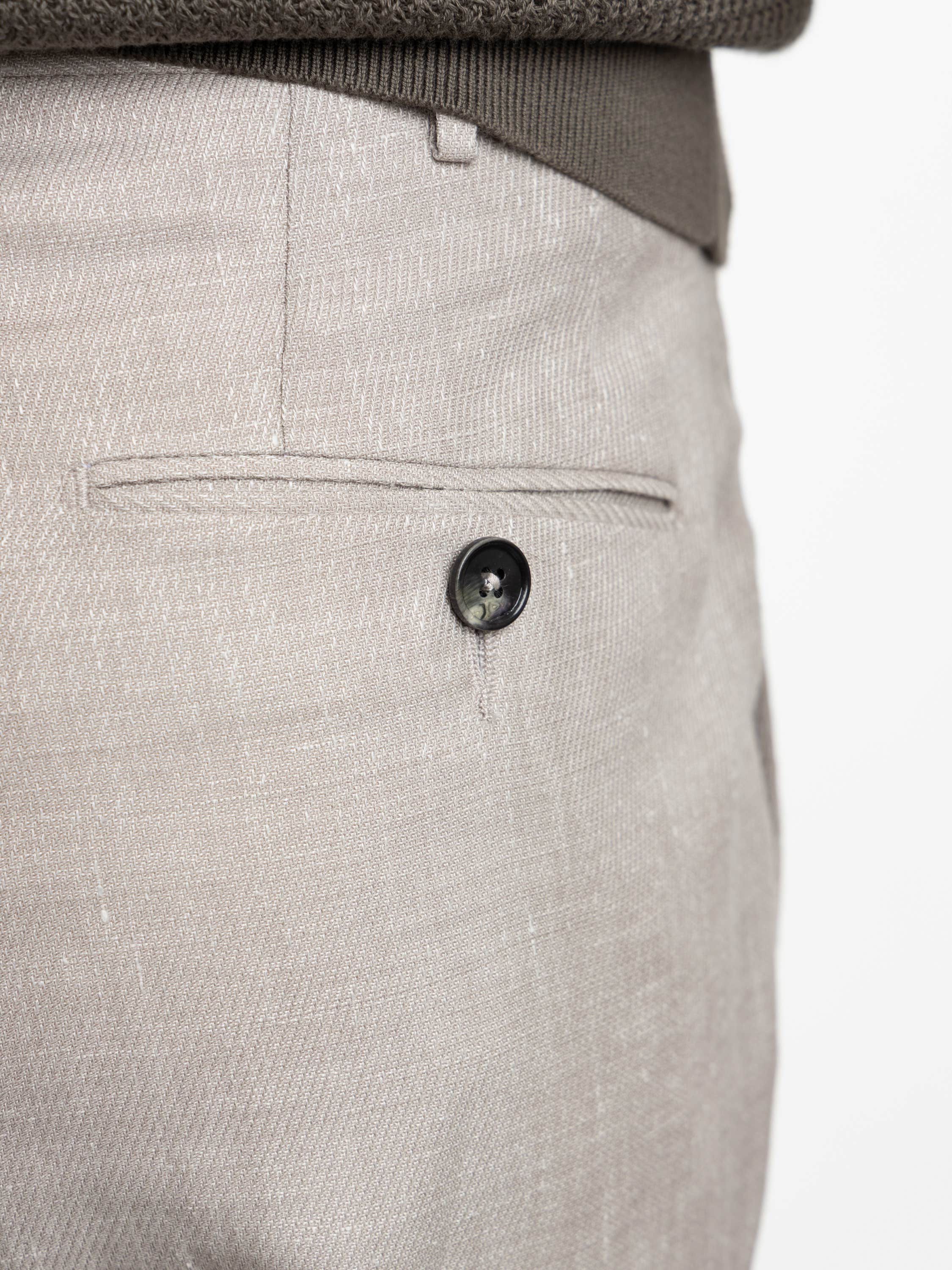 Light Beige Crossover Wool Linen and Silk Pants